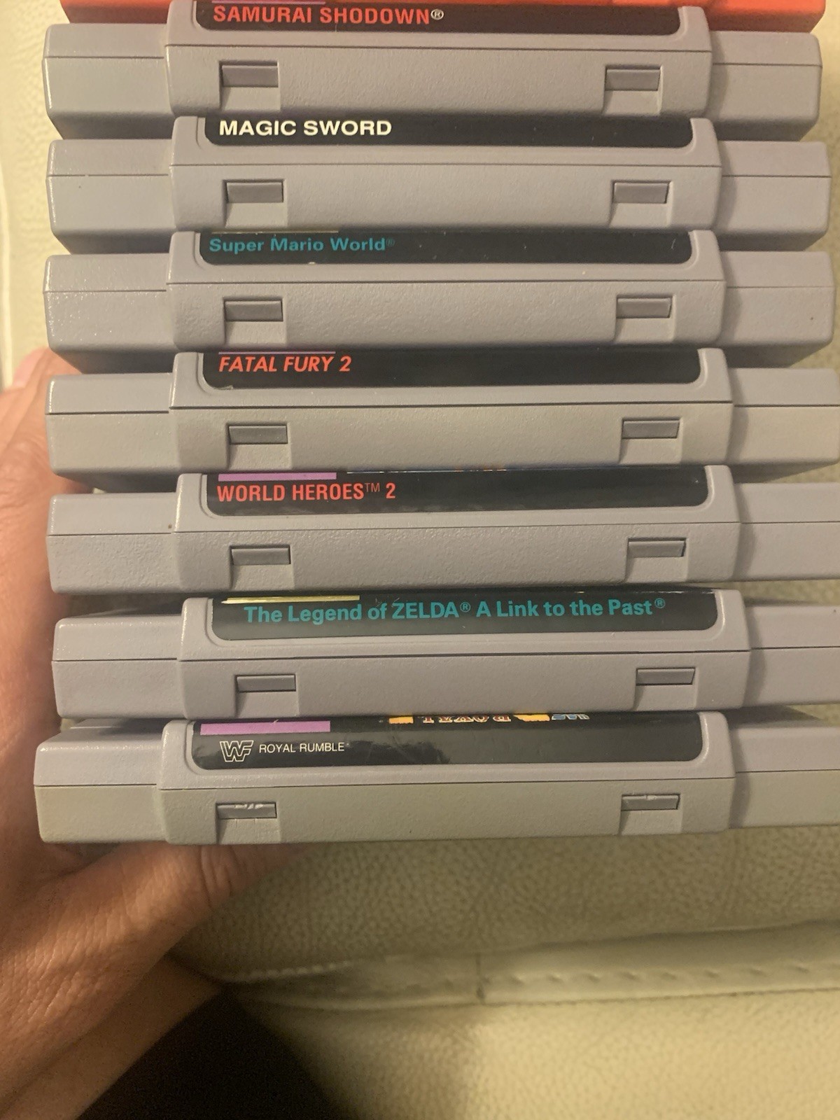 Super Nintendo SNES JR Console SNS-101 Bundle With 10 Games And 2 Controllers.