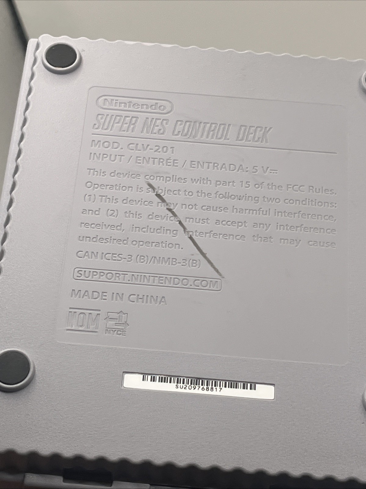 Nintendo Super NES Mini Classic Edition Control Deck – Gray No Power Cord