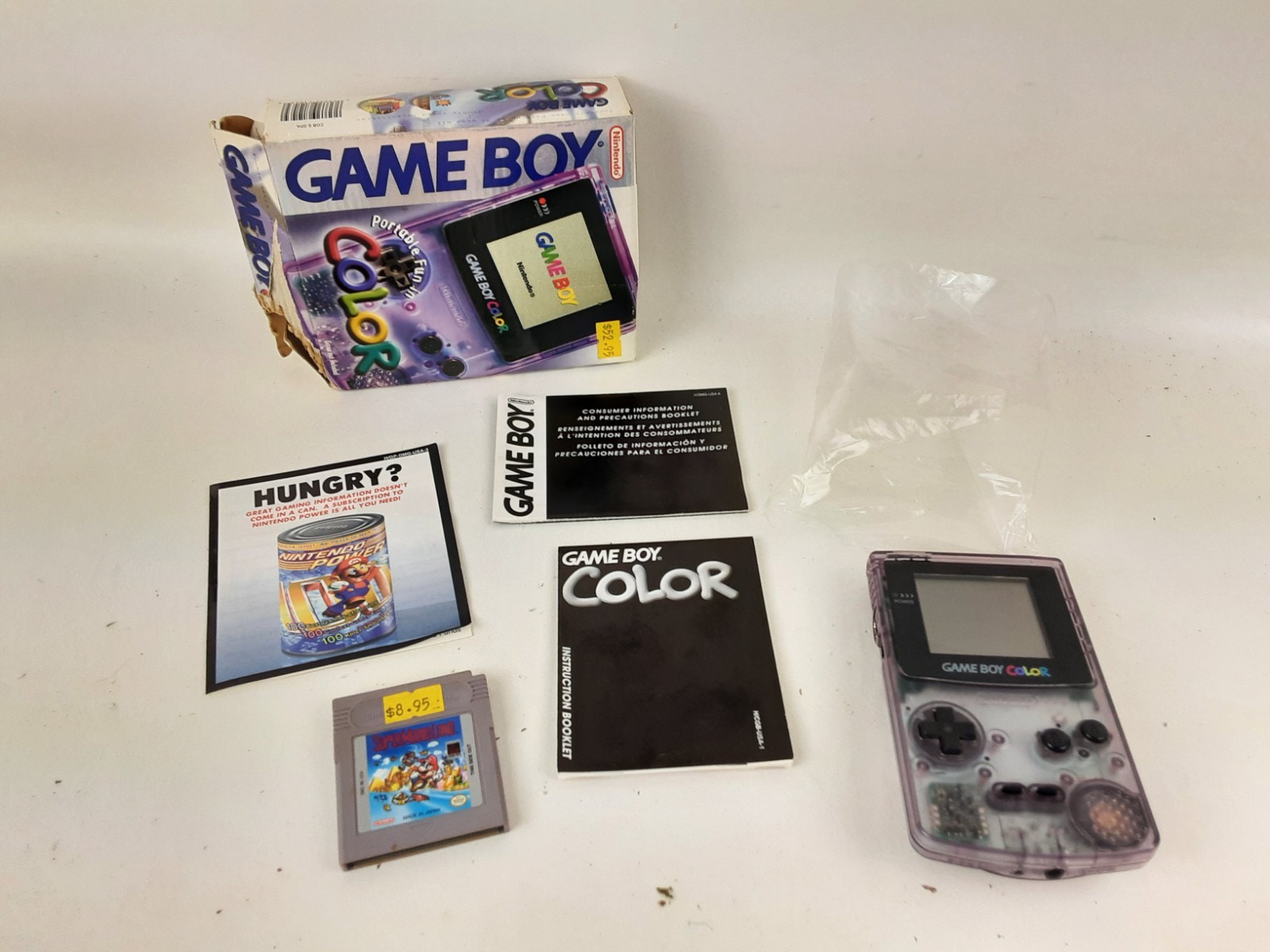 Game Boy Color Complete Atomic Clear Purple CGB-001 Authentic USA TESTED