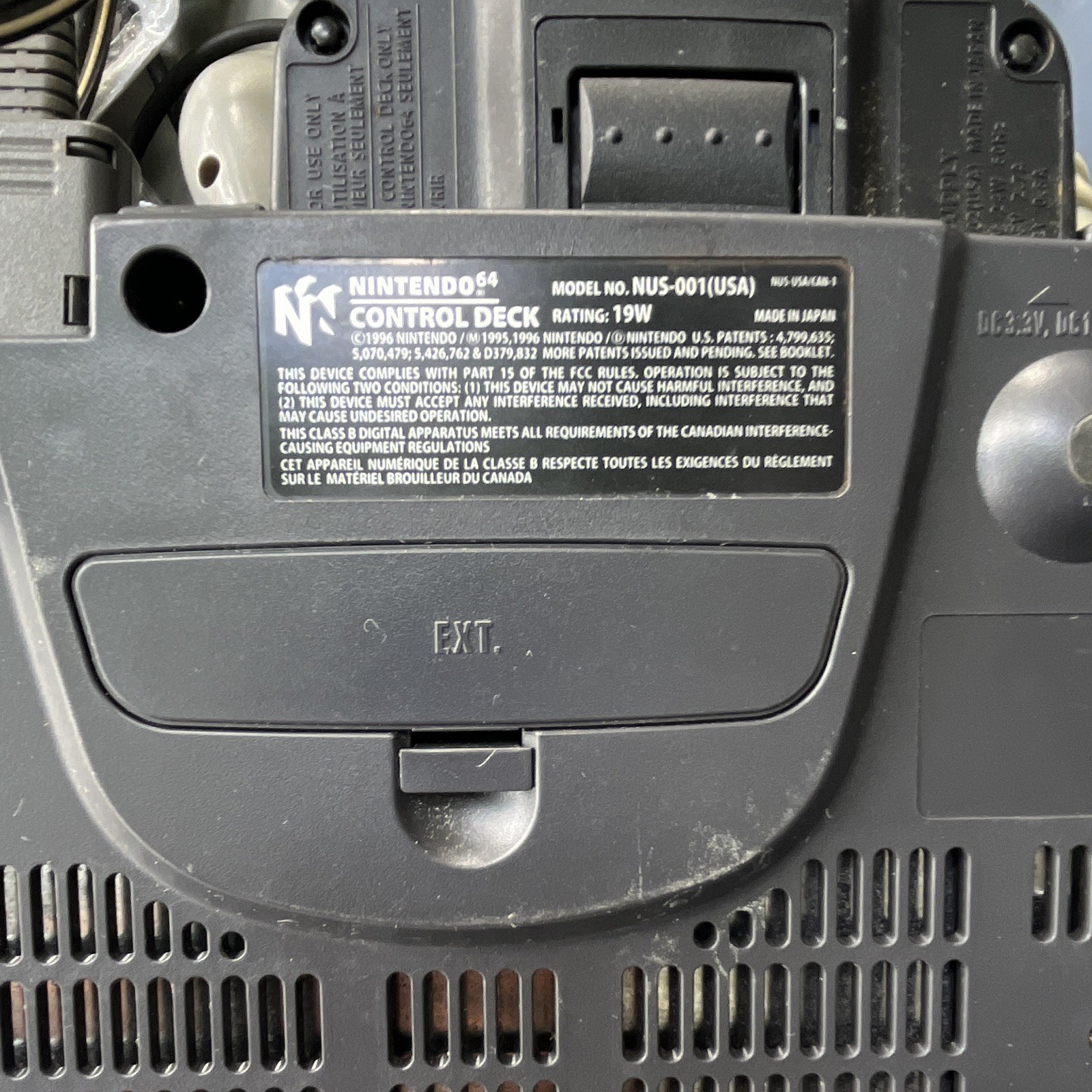 Nintendo 64 NUS-001 Black Home Console Component RCA Memory Expansion NTSC-U/C