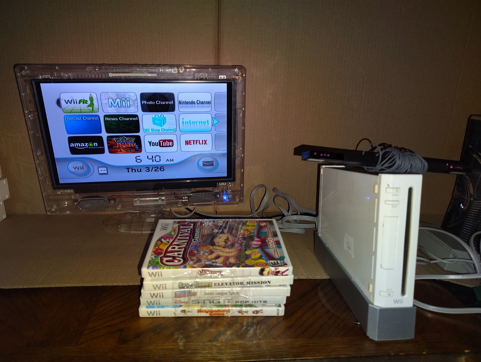 Nintendo RVL-001 Wii Console, 5 Games, 2 Controllers, 2 Nunchuck Tv Not Included