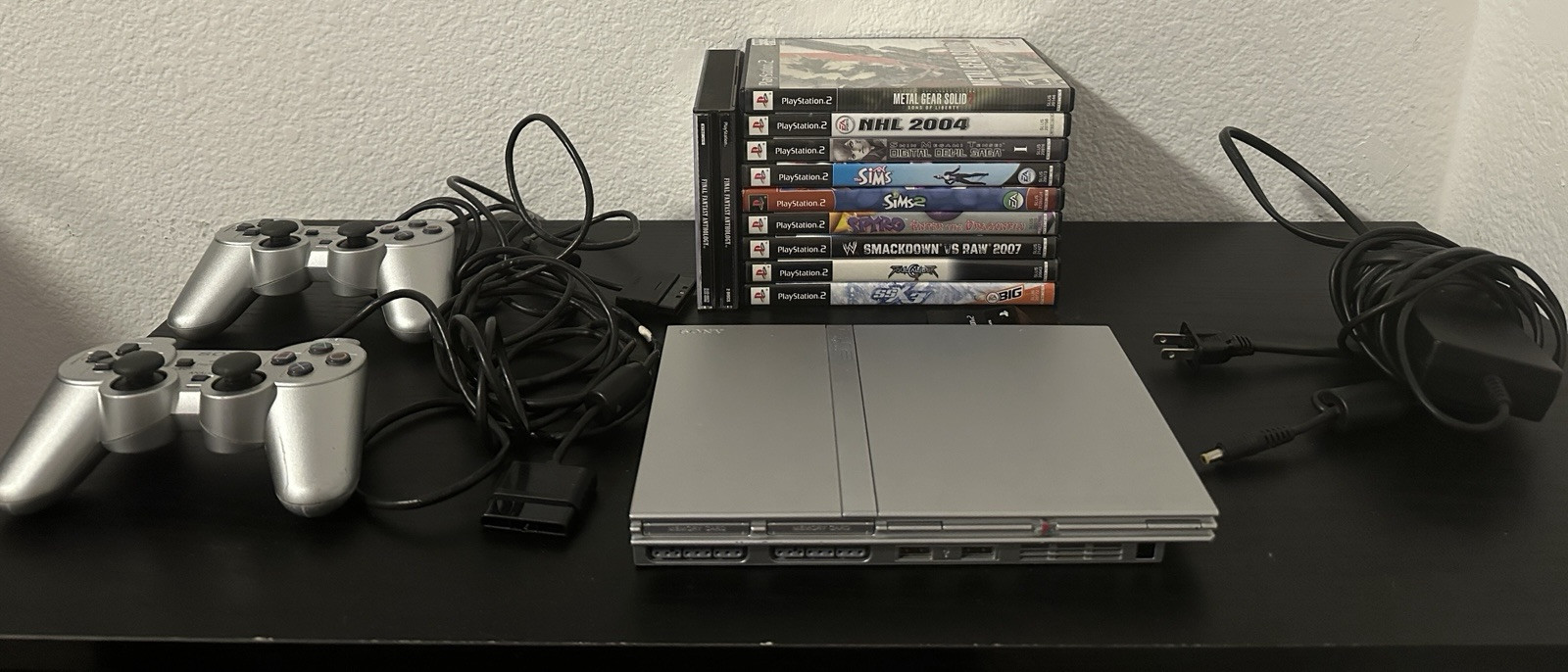Sony PlayStation 2 Slim Bundle W/Games, 2 Controllers, & PS2 to HDMI Adapter