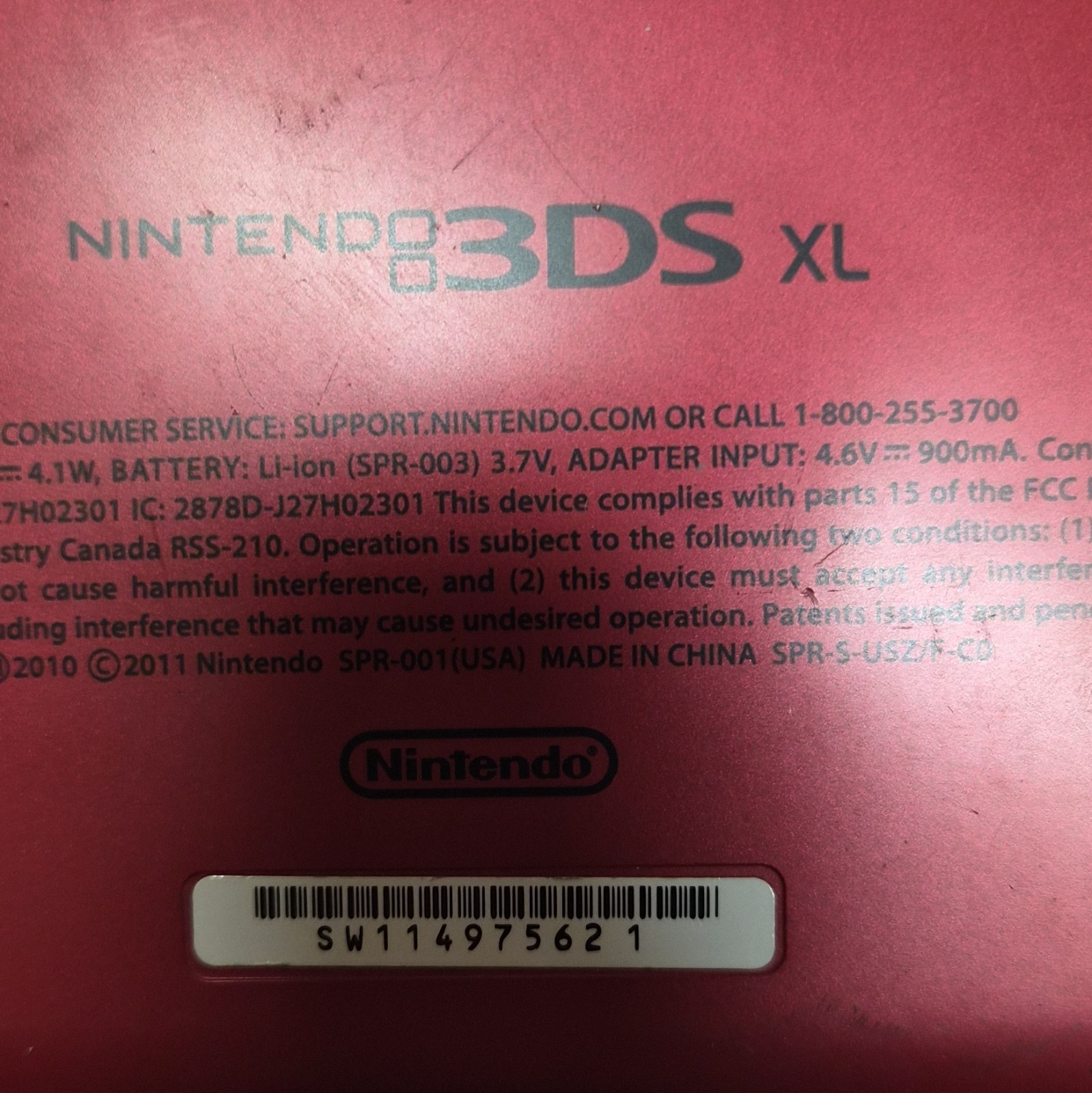 Nintendo 3DS XL Handheld System Red/Black 3D Capability Headphone Jack