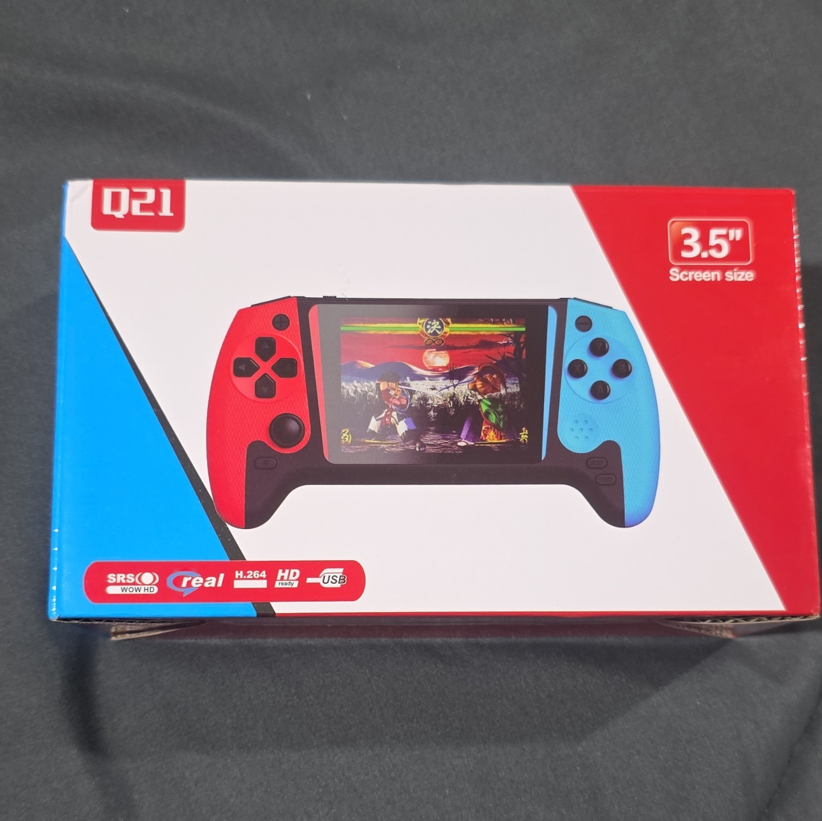 Q21 Handheld Game Console Joystick w/ 3.5in HD Screen USB, Red/Blue