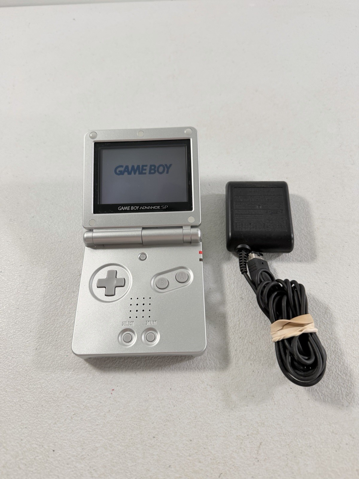 Nintendo Game Boy Advance SP AGS-001 Silver w/ Charger TESTED WORKING