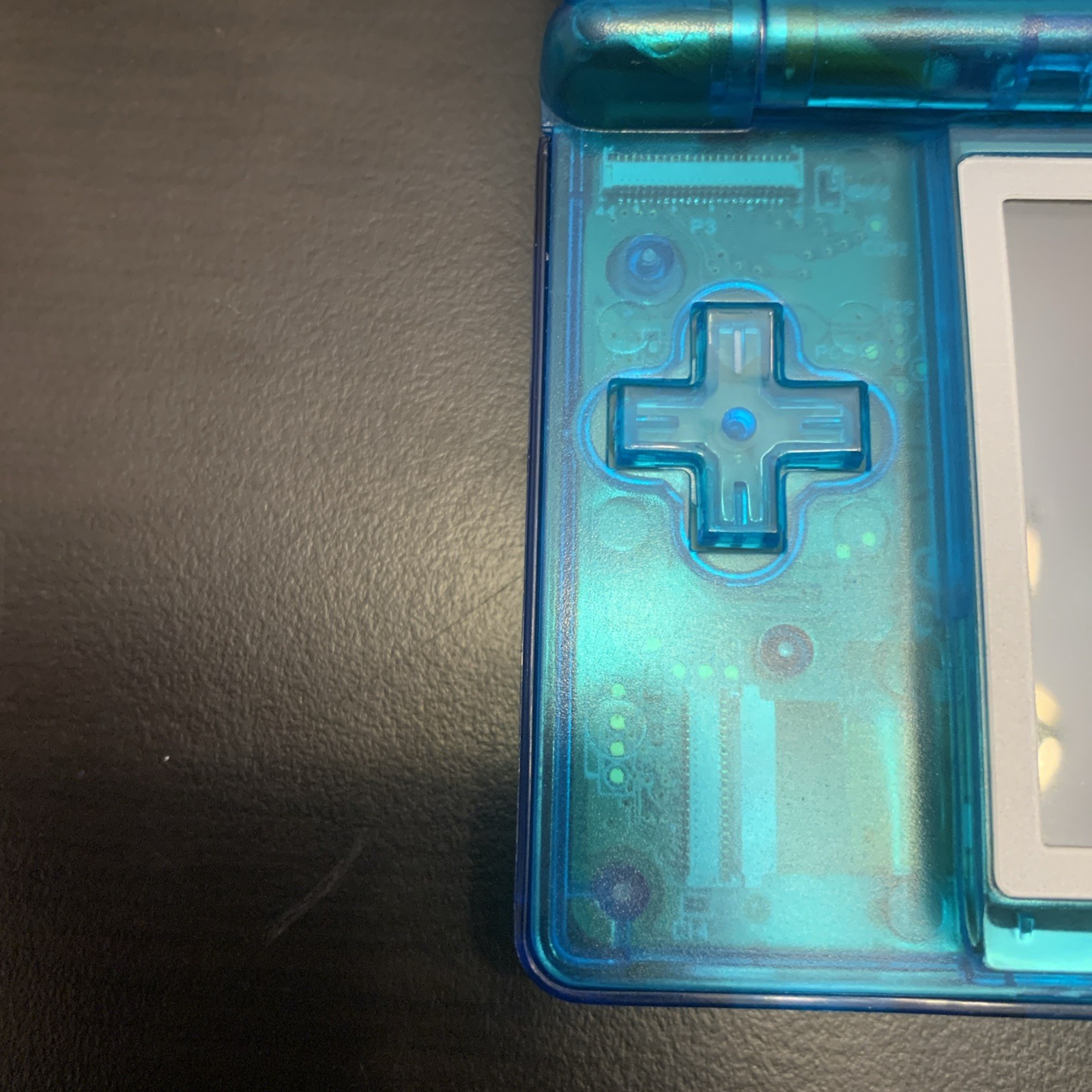 Nintendo DS Lite Handheld Console Custom Transparent Clear Blue (Tested Working)