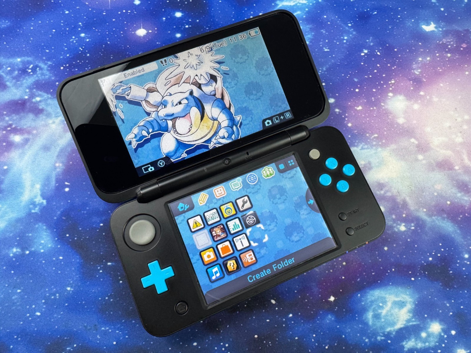 USB-C INBUILT CAPTURE CARD Blue Black New Nintendo 2DS XL Console 128gb REGFREE
