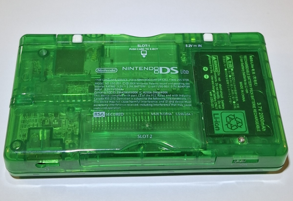 Nintendo DS Lite Handheld Console Transparent Emerald Green / Charger & Stylus