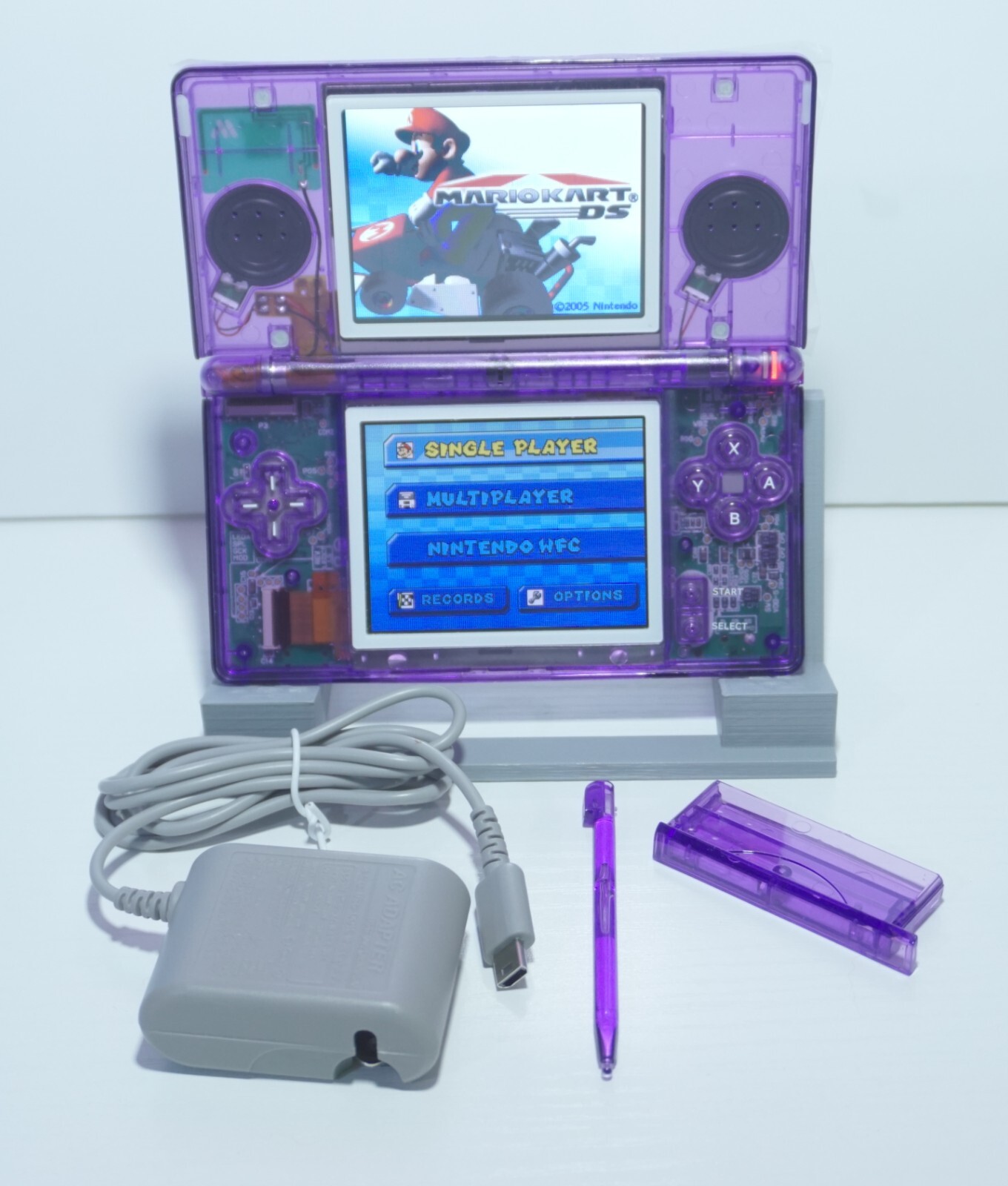 Nintendo DS Lite Transparent Clear Purple Handheld System with Charger