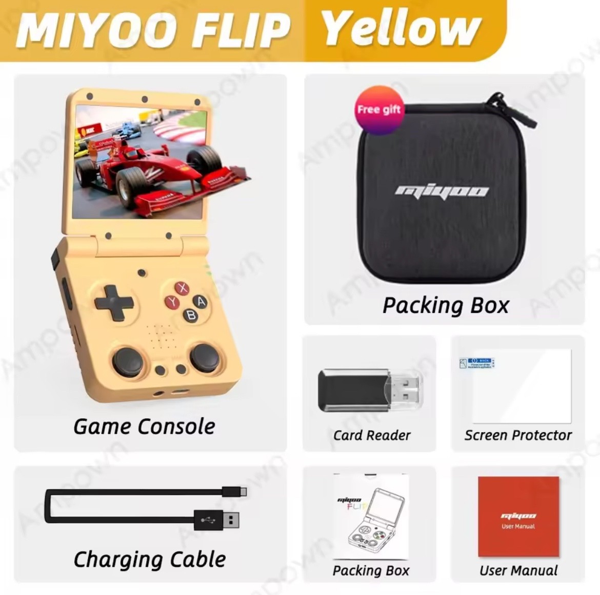 MIYOO Flip V2 Handheld Game Players 3.5»IPS Screen Linux System Onion OS Video