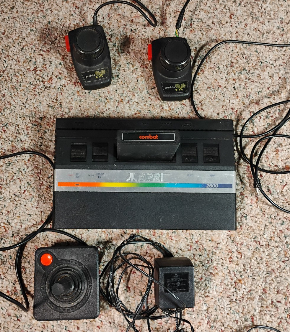 Atari 2600 Jr Junior Rainbow Console w/ Combat,Cables,Controllers – Tested Works