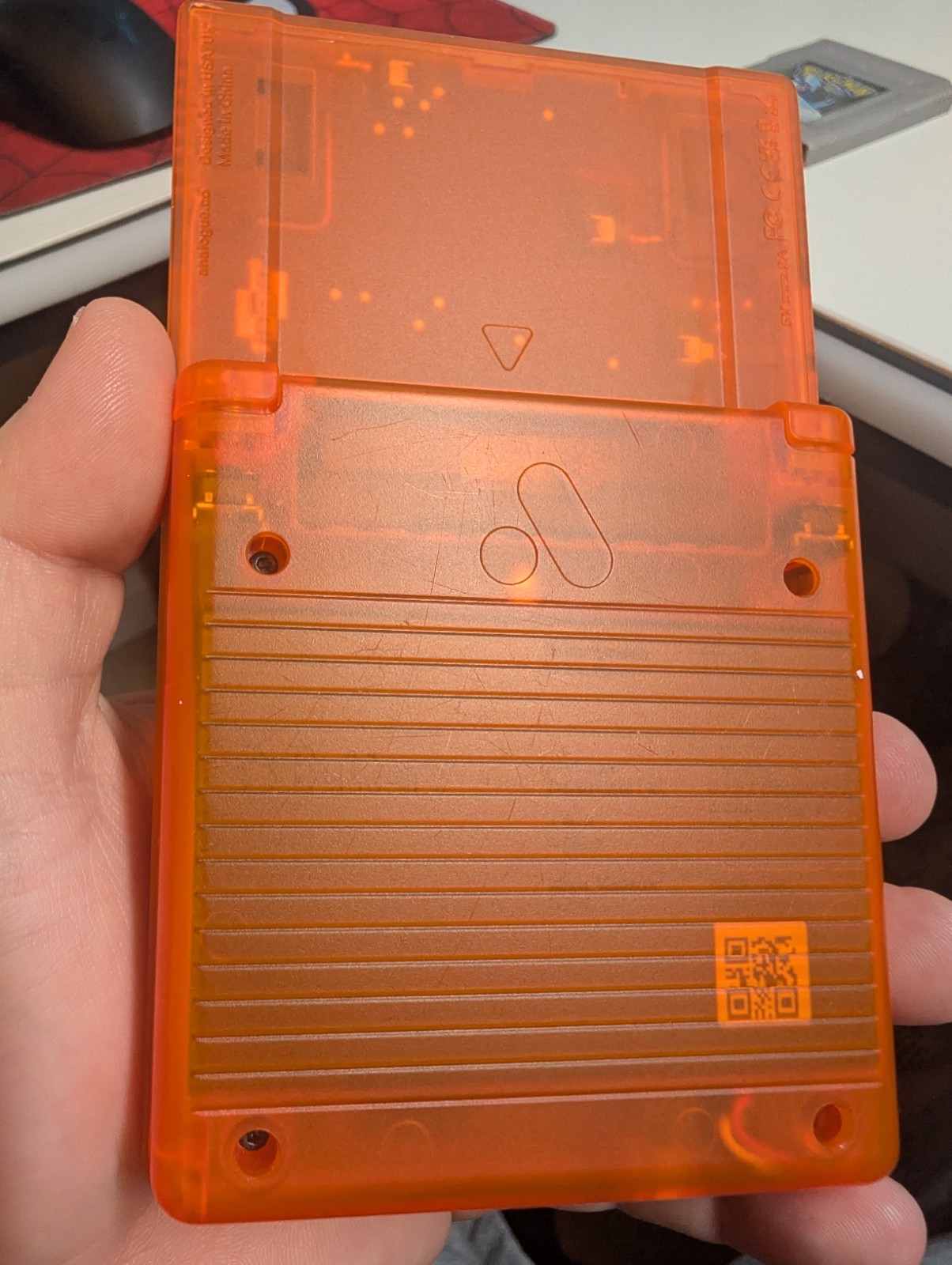 Analogue Pocket Handheld – Transparent Orange Limited Edition w/ pokemon silver