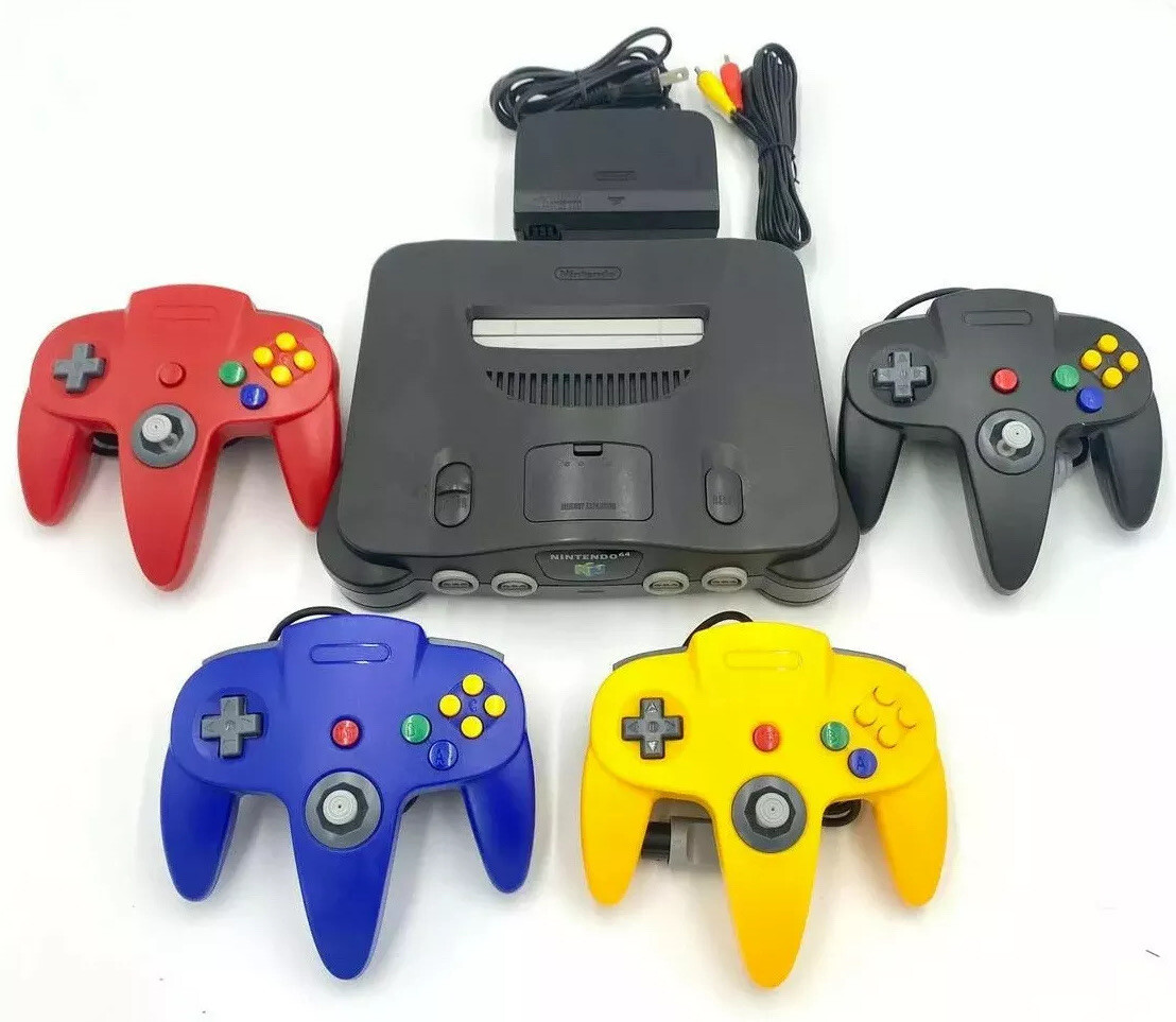 N64 Nintendo 64 Console «Region Free» N64 Console+UP TO 4 NEW CONTROLLERS +Cords