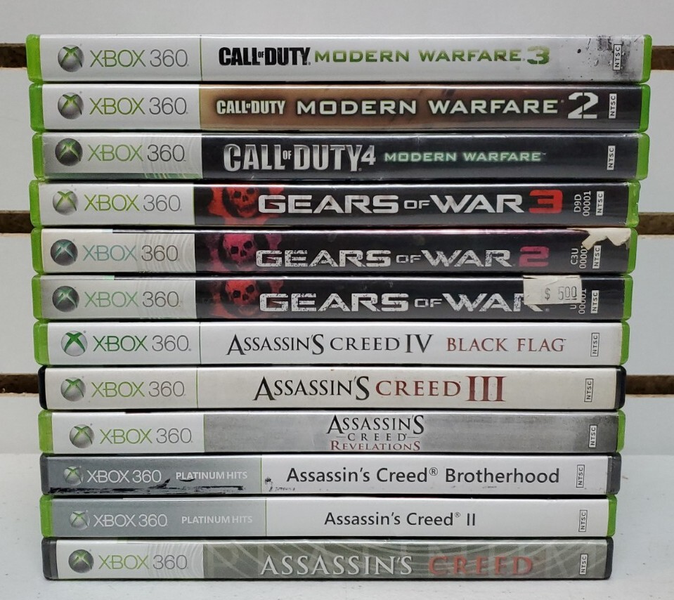 Microsoft Xbox 360 Slim 4GB Console w/Hookups, OEM Controller & 12 Games *READ*