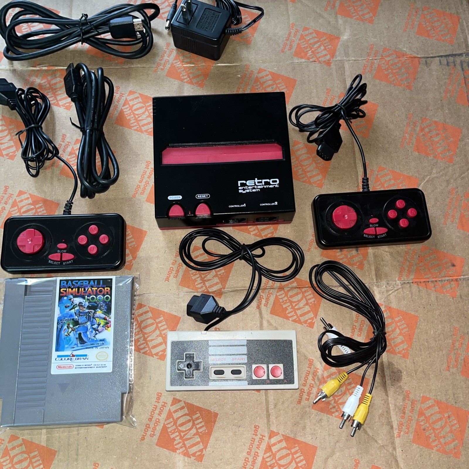 Retro-Bit Black & Red Console All Hookups + 3 Controllers & 1 game