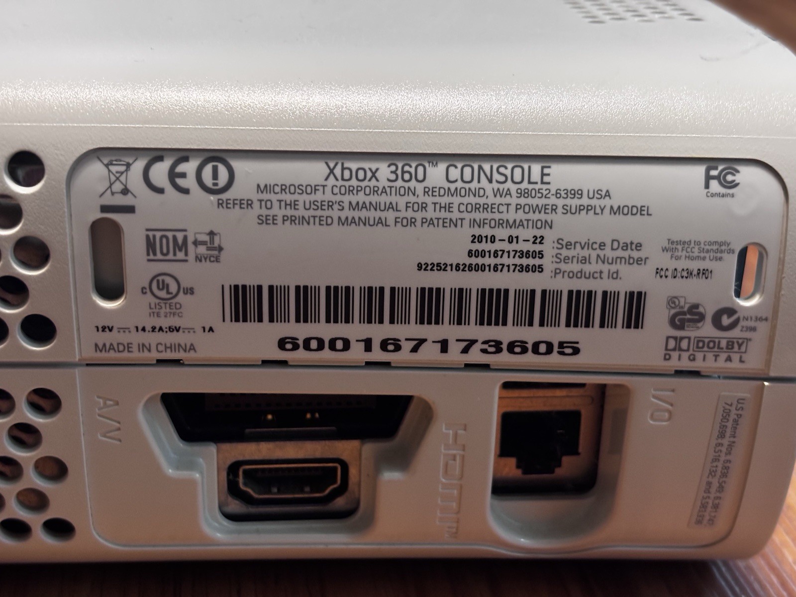 Microsoft Xbox 360 White Console for parts only (red Ring)