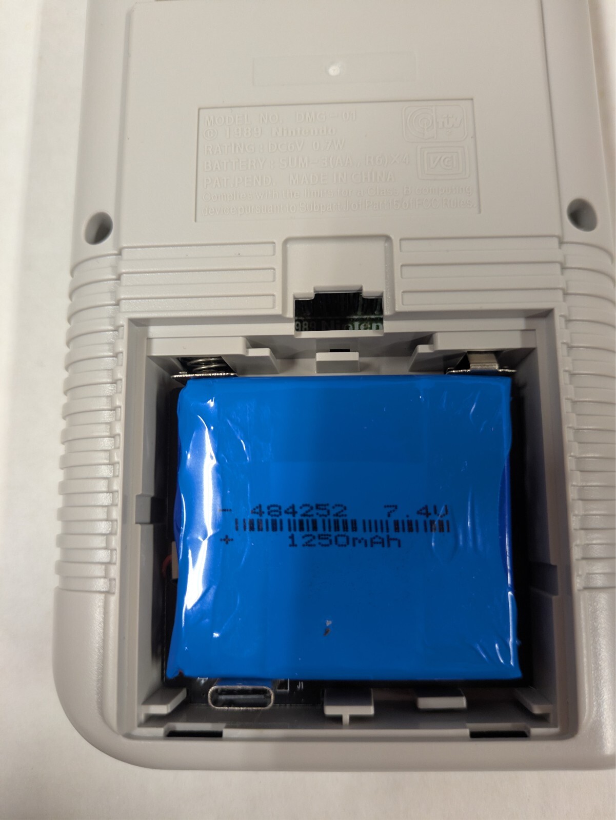 Refurbished Game Boy. DMG-01. New Caps, Screen, Backlight & USB-C Charging!