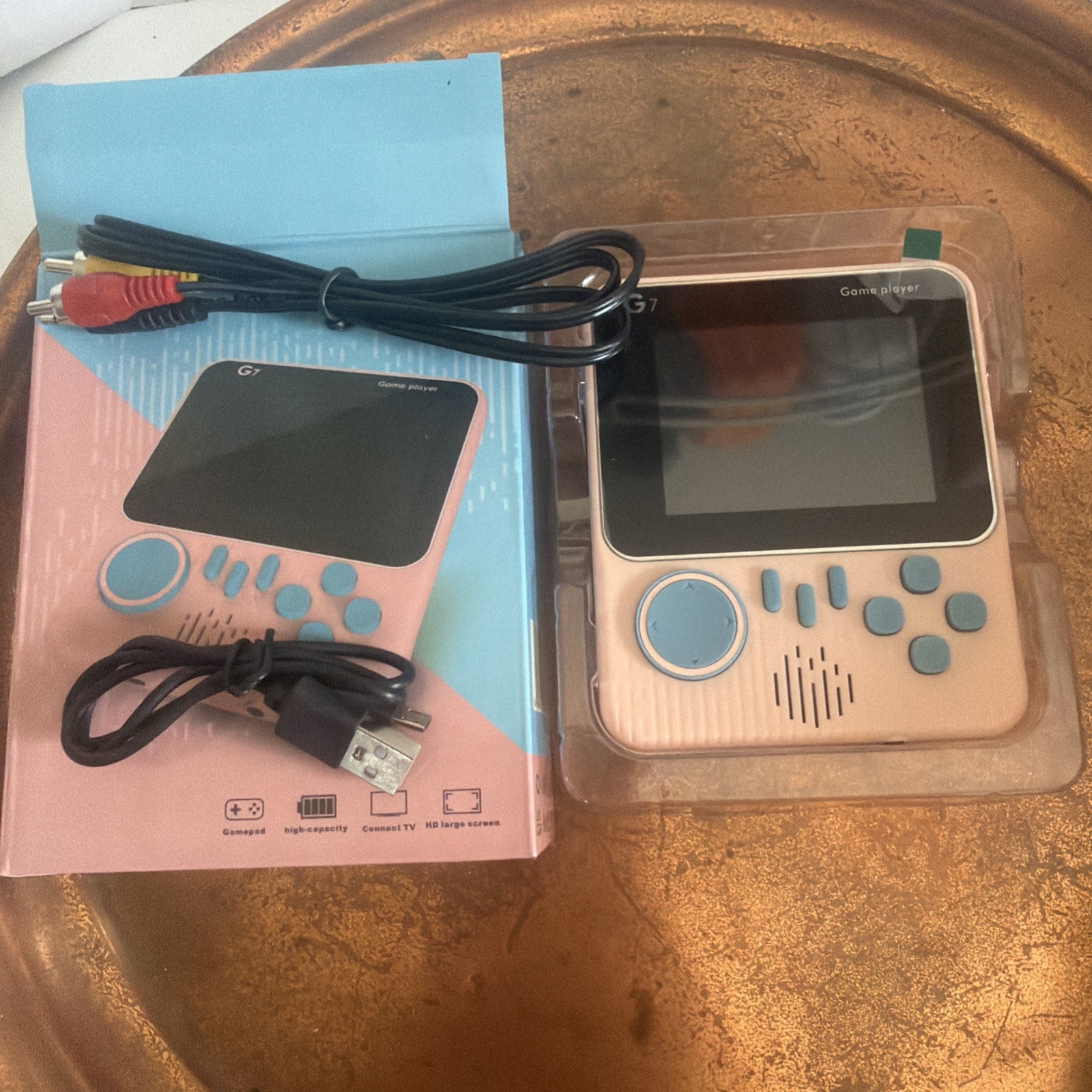 FASKRO G7 Retro Handheld Game Console Pink Blue 3.5in HD Display TV Gamepad