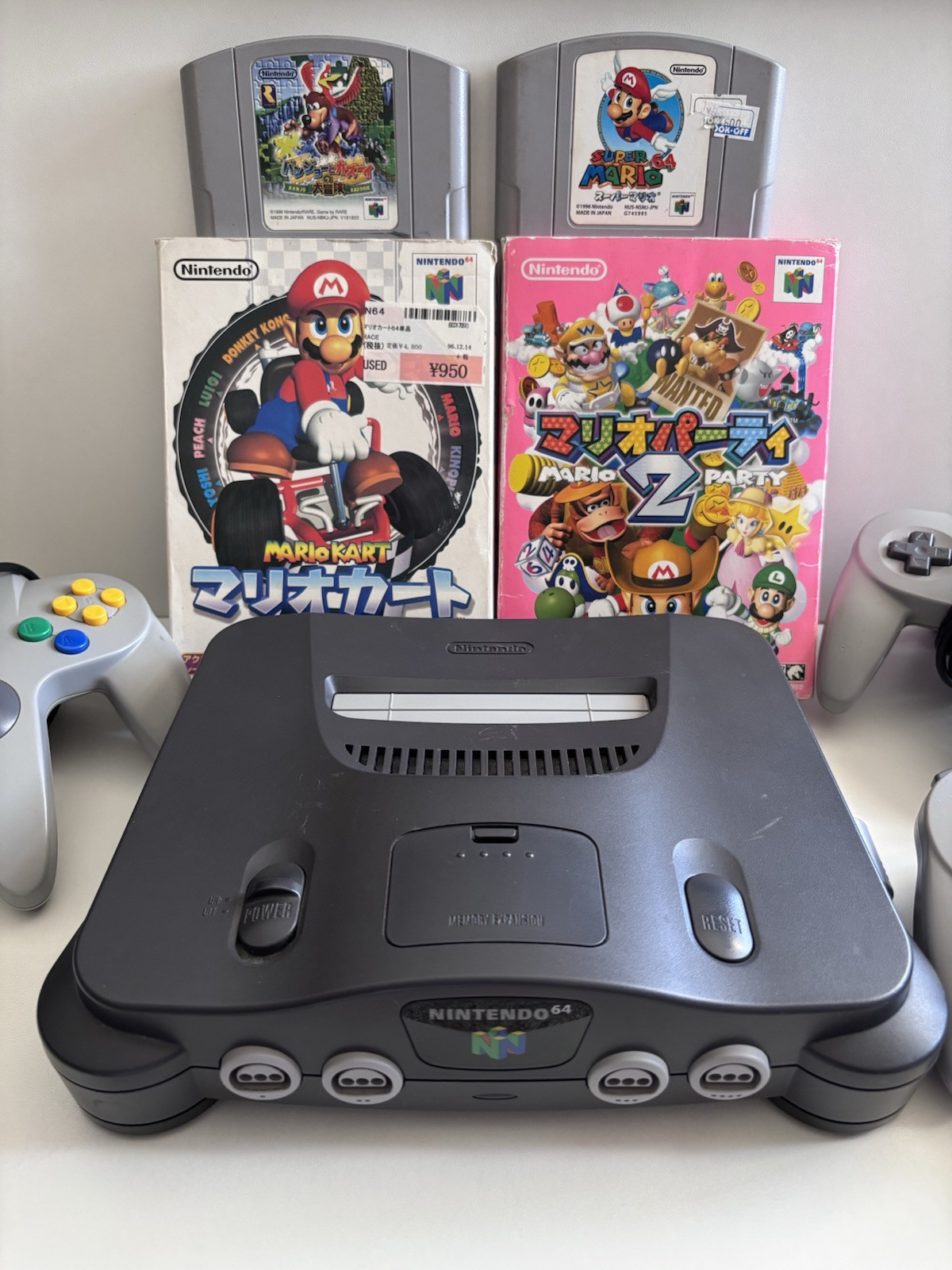 Nintendo 64 Console (NTSC-J) – With 3 Controllers + 4 Games (Mario)