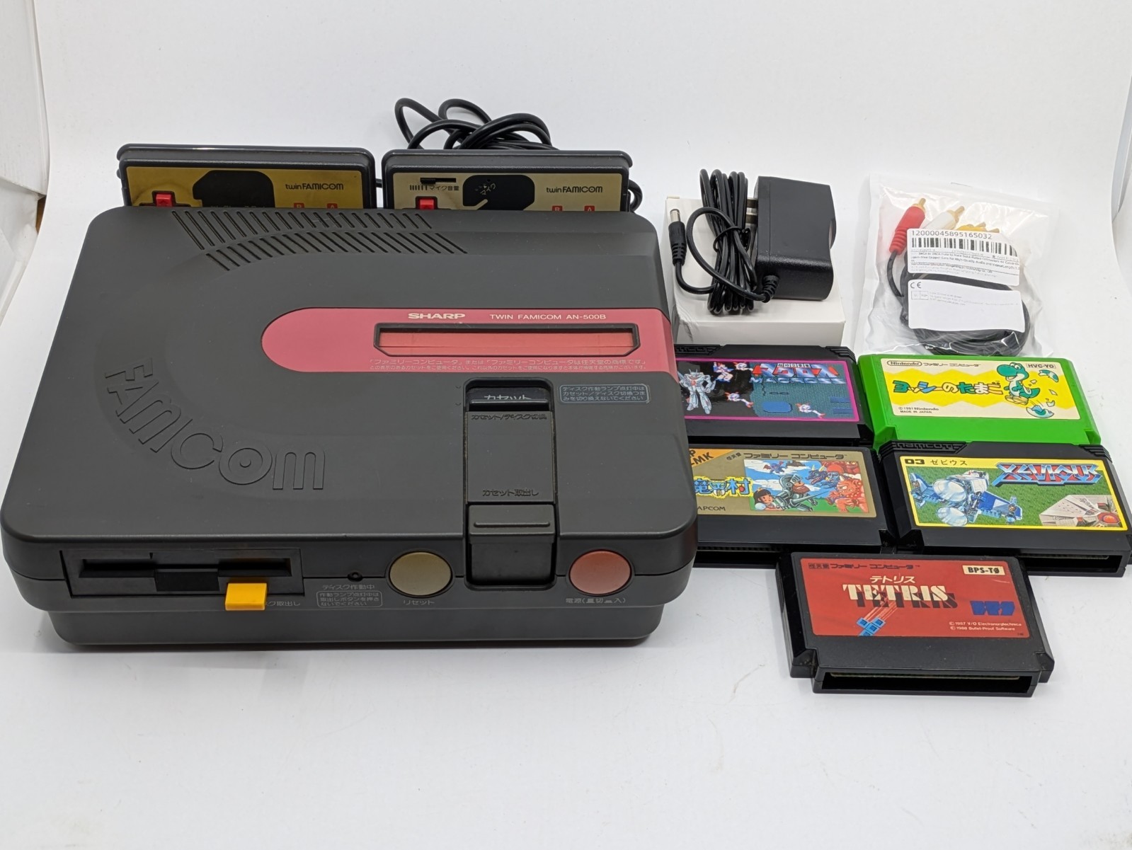 Sharp Twin Famicom AN-500B Black/Red | New Belt | Fully Tested 5 Games