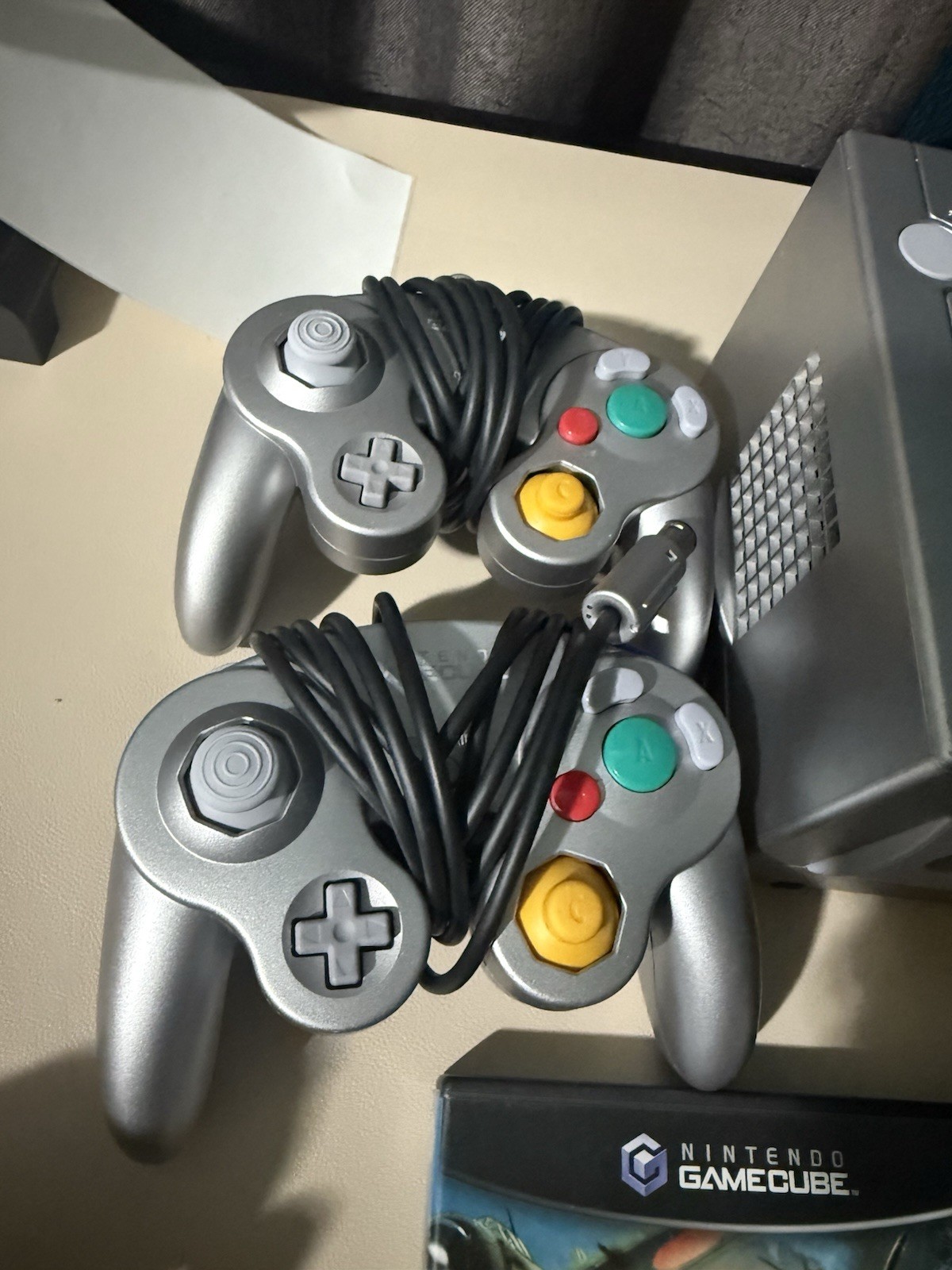Nintendo GameCube Silver Console with 2 Controllers Mario Kart Double Dash Bundl