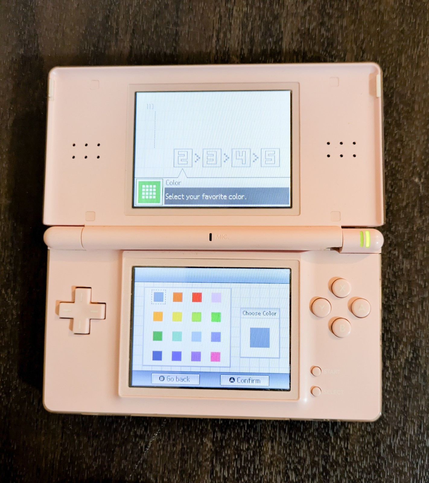 Nintendo DS Lite Coral Pink Handheld *Broken Hinge* Powers On + Top Shell