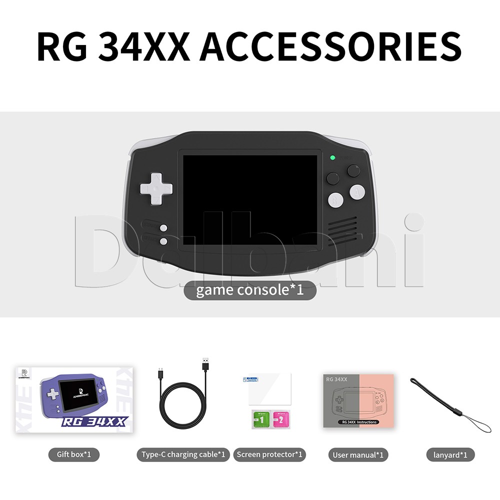 RG34XX Black Anbernic Handheld Game Console RG 34XX 64-bit Linux System 64GB