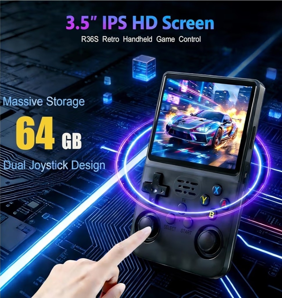 R36s Retro Handheld Game Console, 640×480 Retro Gaming Console 3.5 Inch IPS…