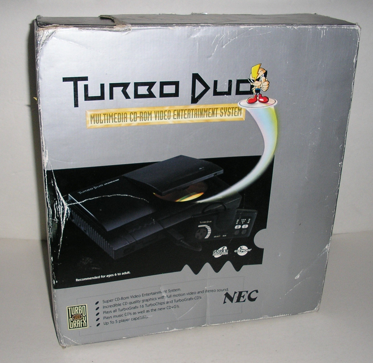 NEC Turbo Duo TurboGrafx-16 Super CD-ROM Console + Box & Games (Tested Working)