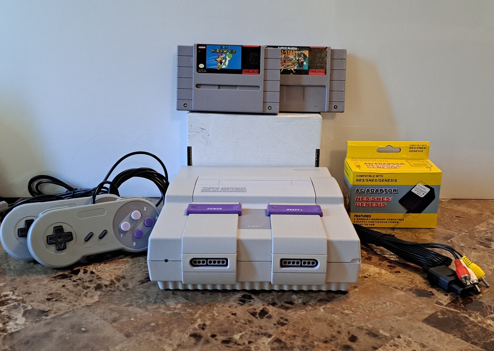 SNES Console + Super Mario World & All Stars Bundle – Super Nintendo Guaranteed