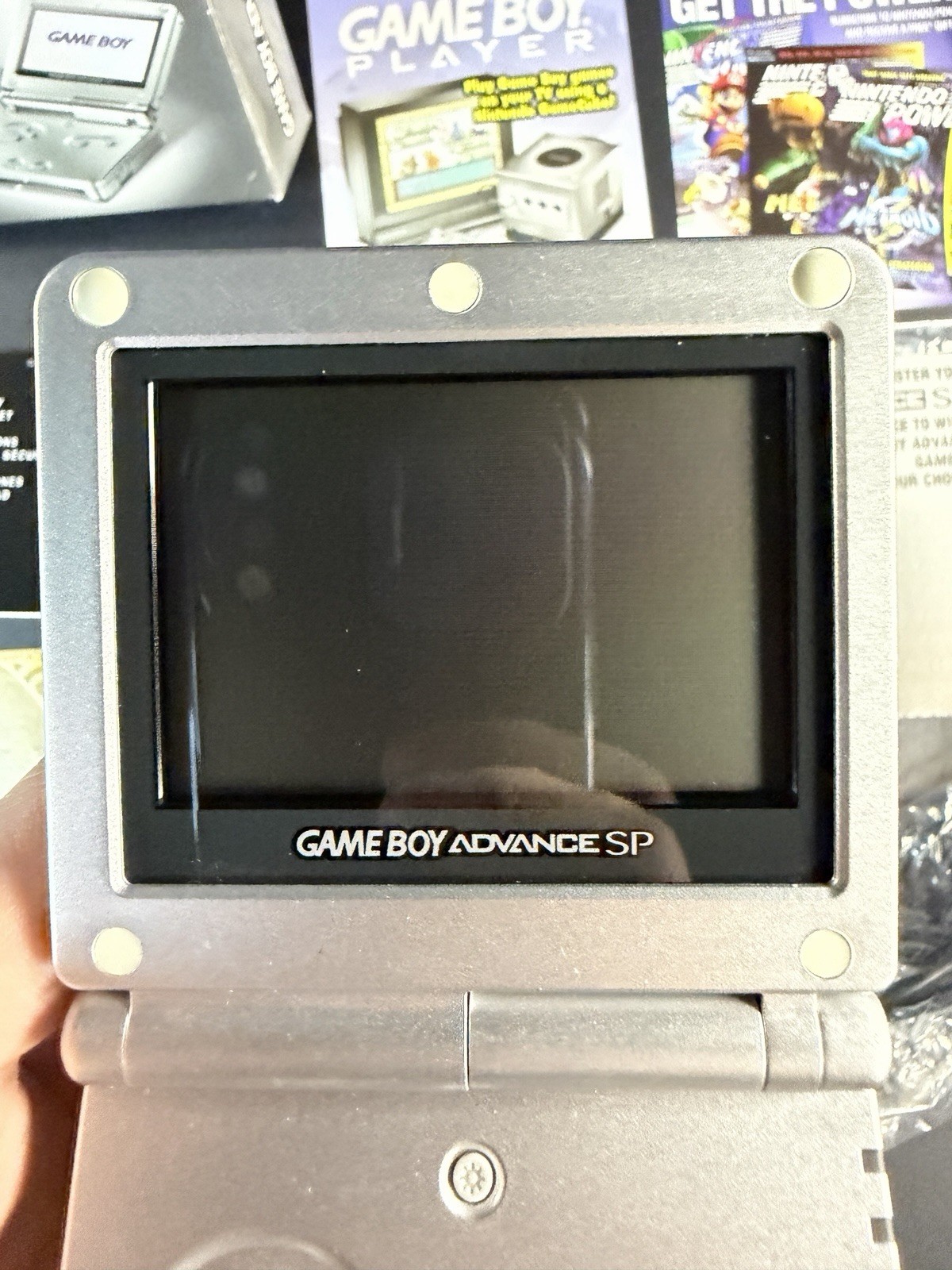 Platinum Nintendo Game Boy Advance SP (AGS-001) Complete In Box Tested & Working
