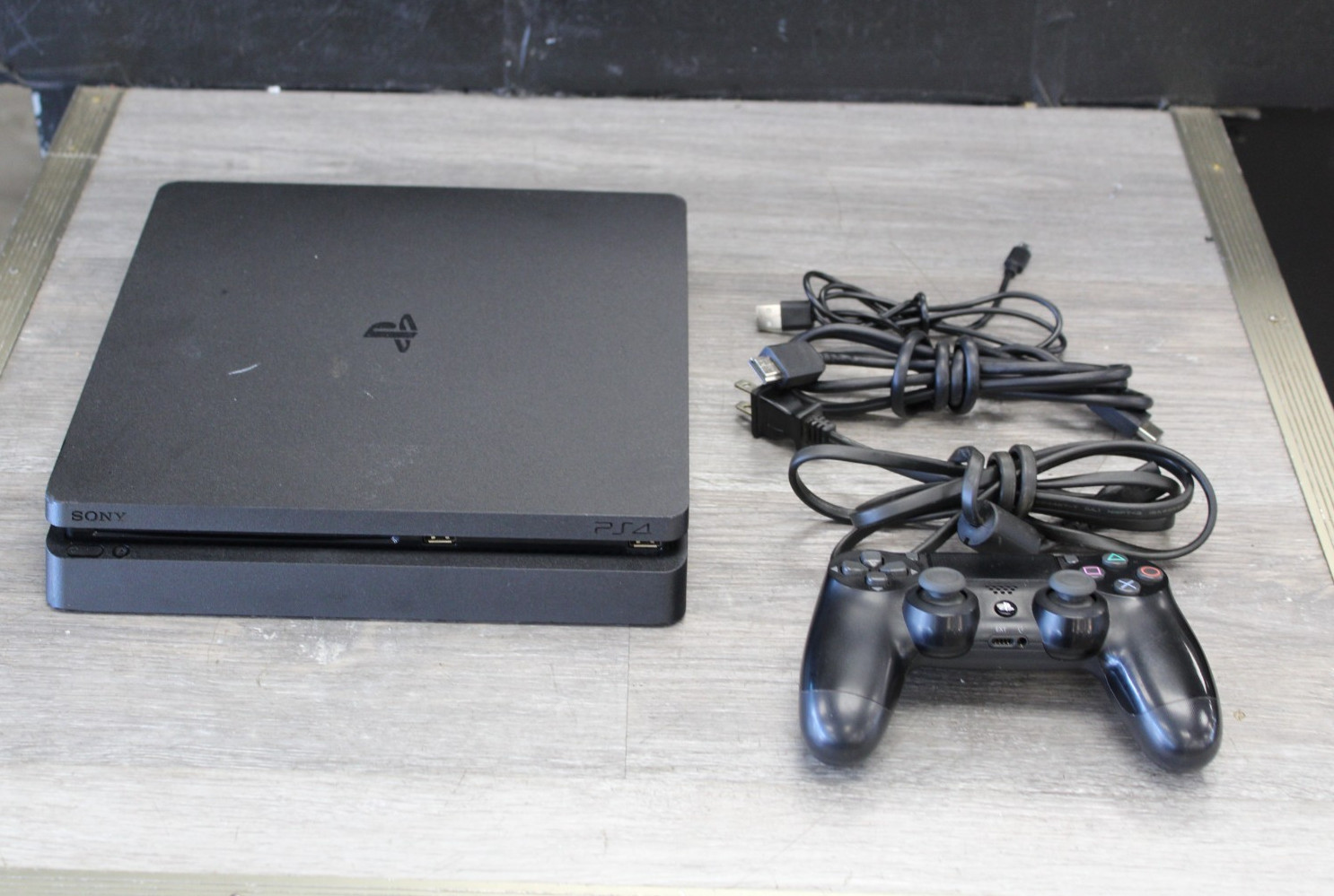Sony PlayStation 4 Slim 500GB Console Jet Black CUH-2215B with Black Controller
