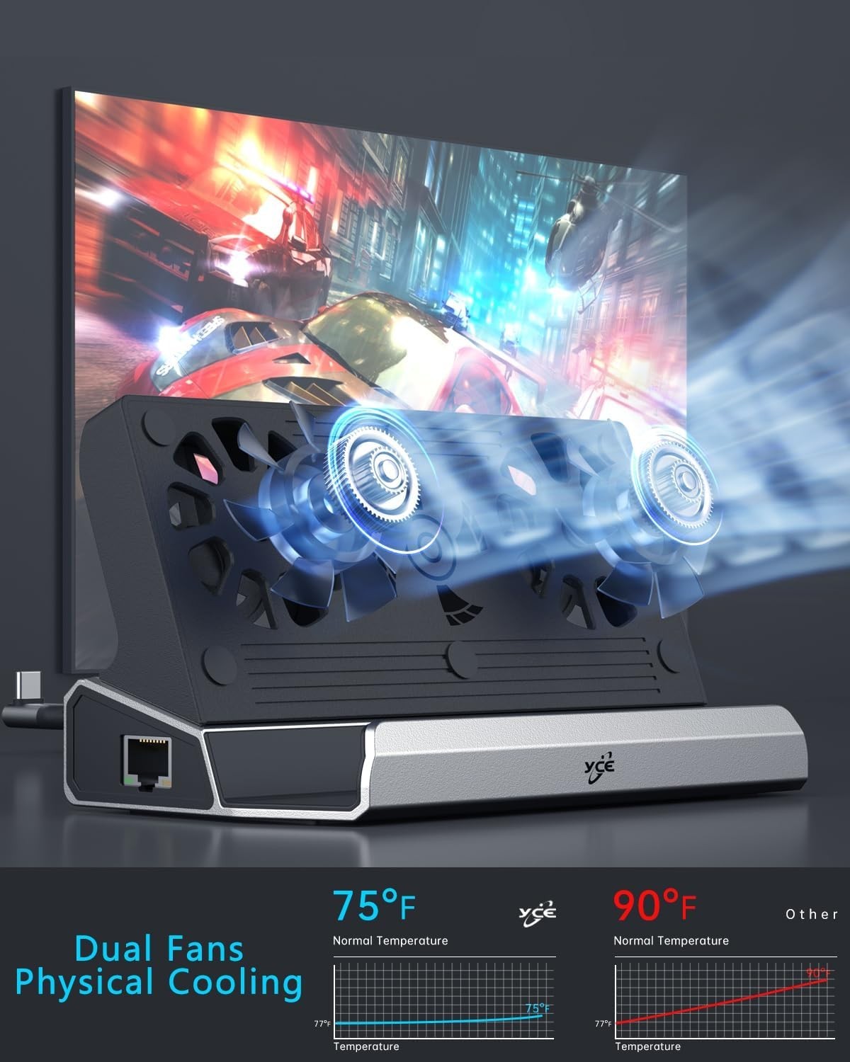 Multi-Device 12-in-1 Docking Station with 4K Output, 6 Ports & Cooling Fans