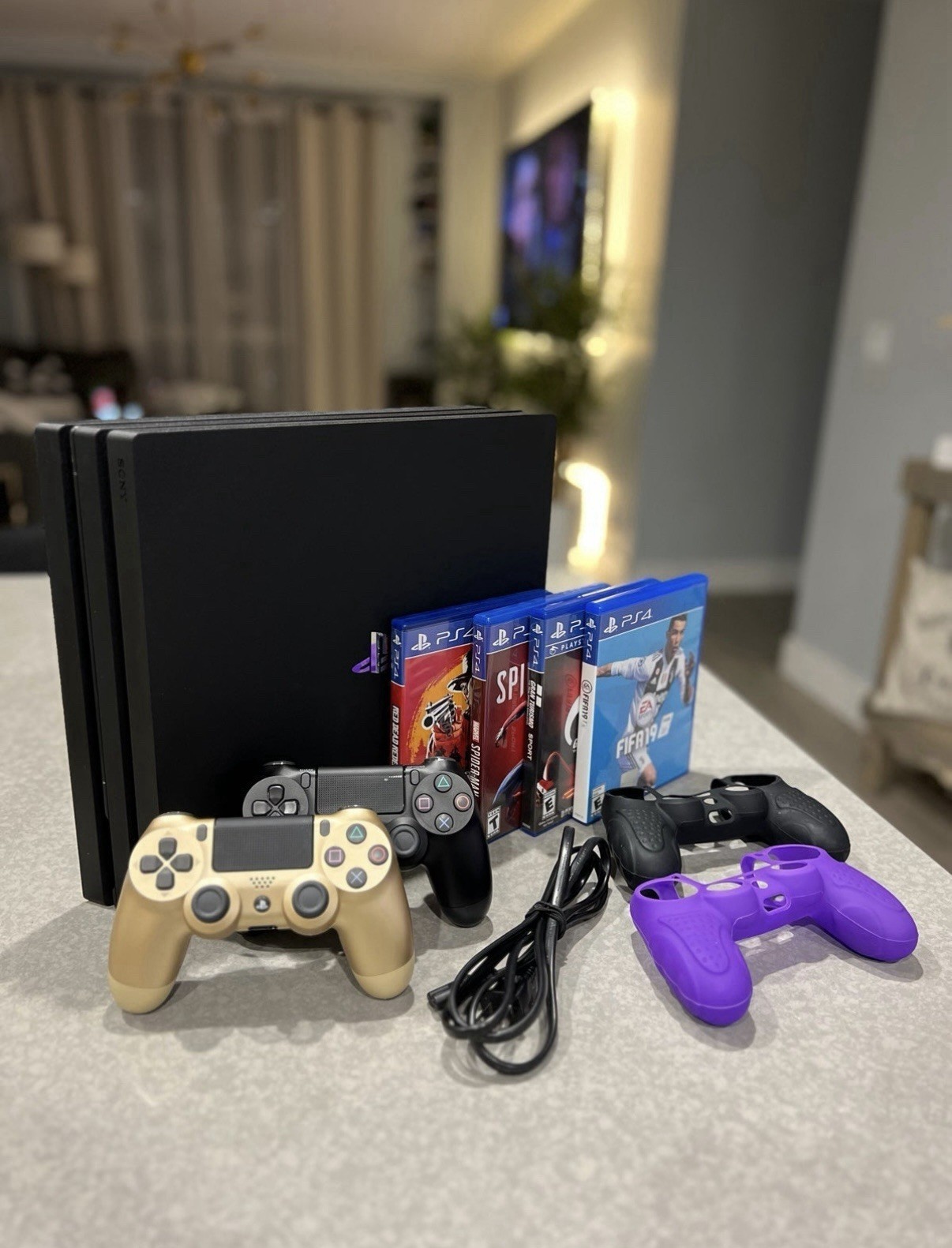 Sony PS4 1TB Console Bundle – 2 Controllers + 4 Games + Power Cord + Covers
