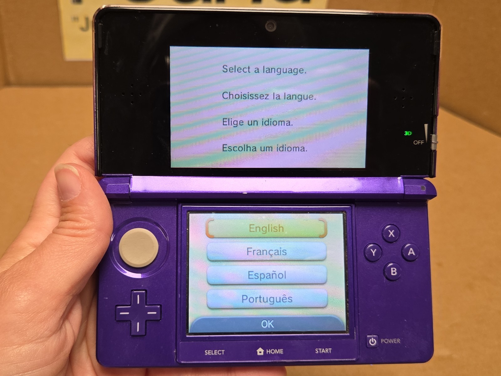 Nintendo 3DS Midnight Purple Tested *Some Damage* W/ Charger * SEE PICS