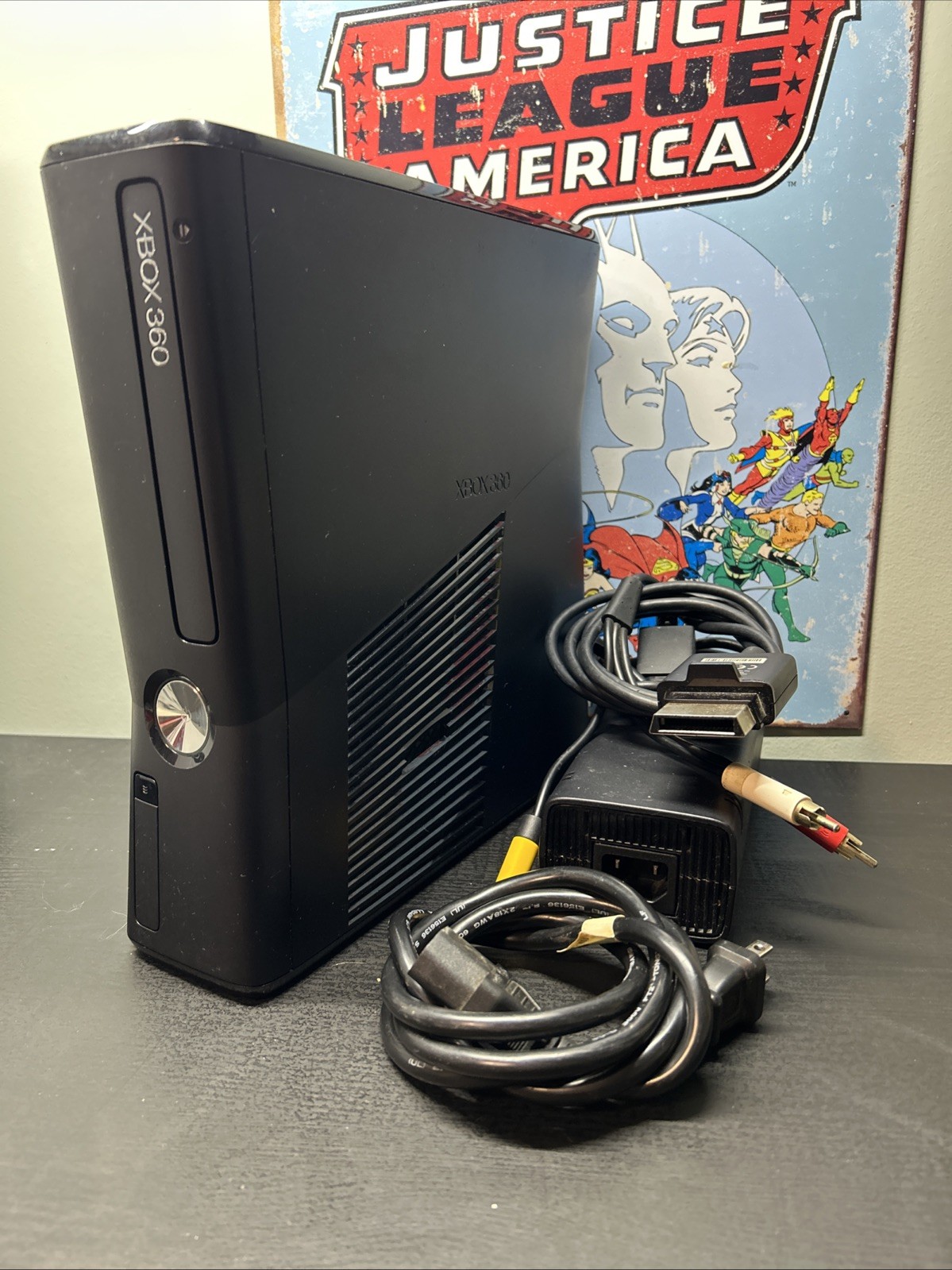 Microsoft Xbox 360 S Slim Black Console Model 1439 Power Supply AV Tested
