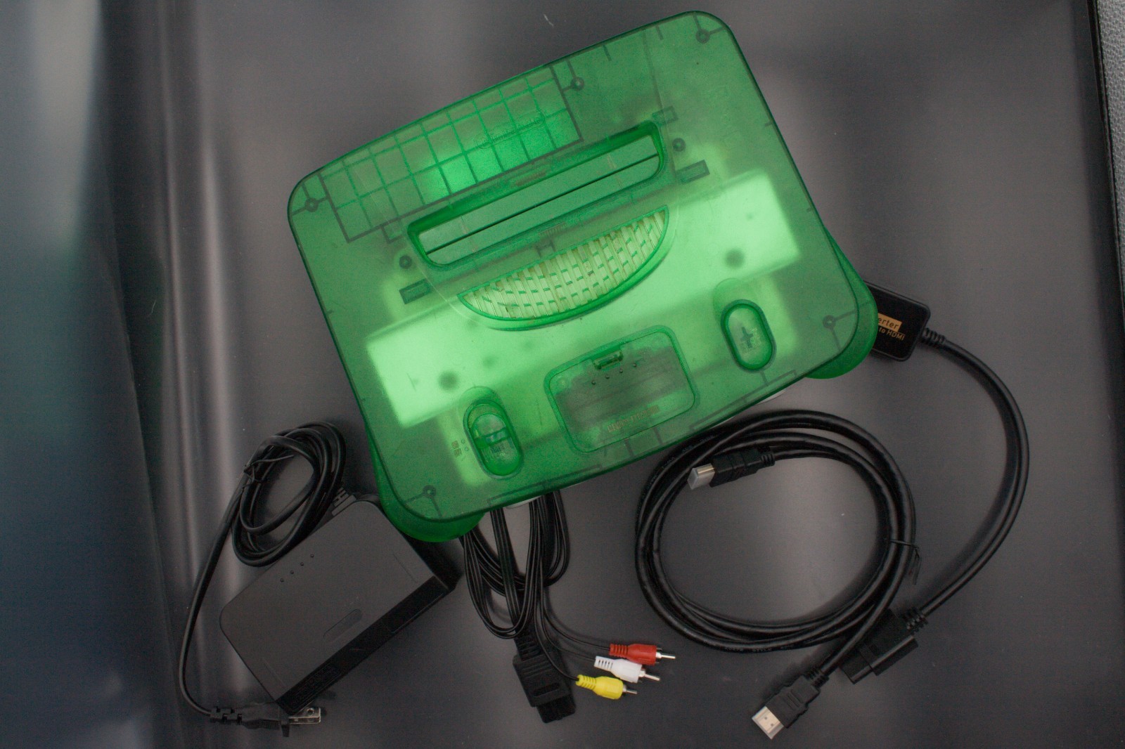 N64 Nintendo Jungle Green Console + Expansion Pack POWER ADPTR, A/V CABLES, HDMI