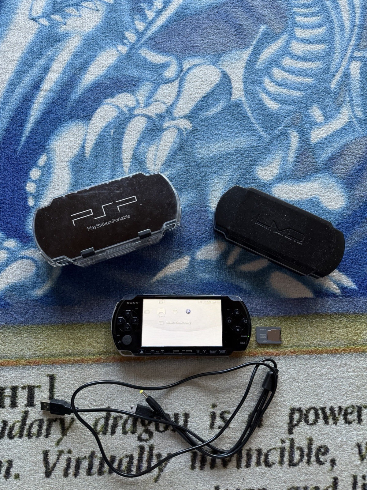Sony PSP 3001 Console Bundle Cables Hard Shell Case Game Case 2gb SD Card WORKS!