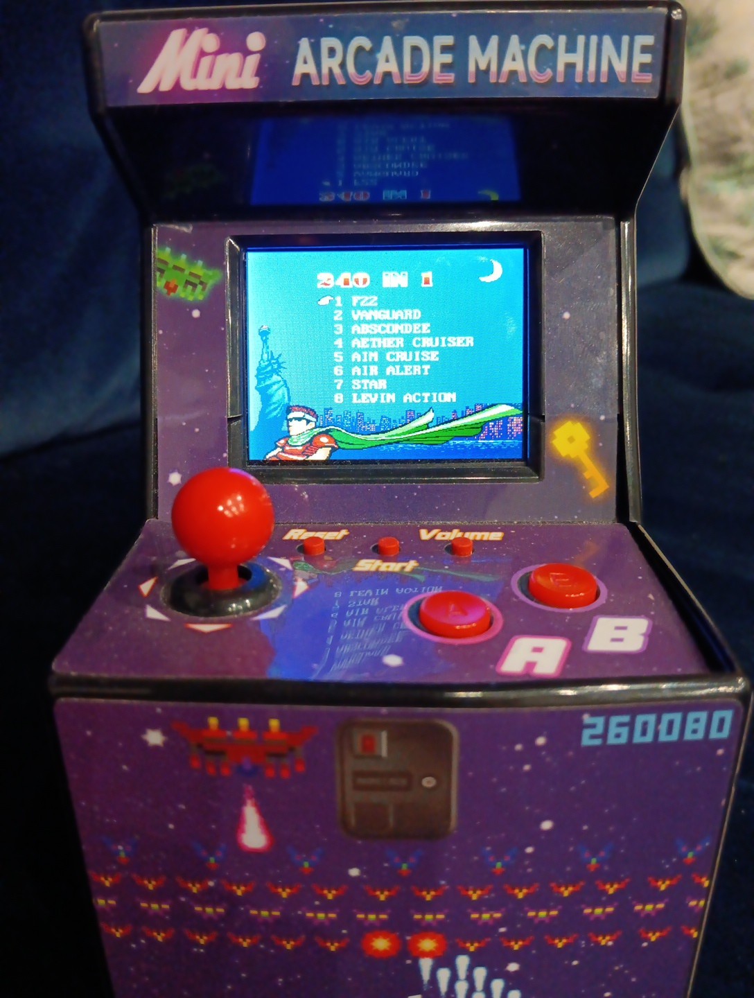 Mini Arcade Machine, 240 Built-In 8-Bit Games, 2.5” Full Colour Screen, 8-Way Jo