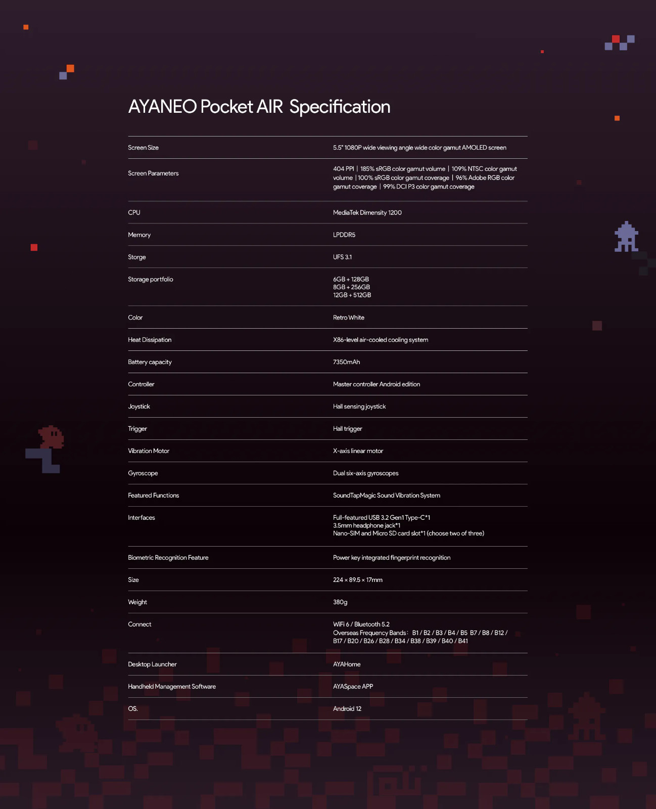 AYANEO Pocket AIR Handheld Game Console Android 12 5.5″ 1080P AMOLED Screen NEW