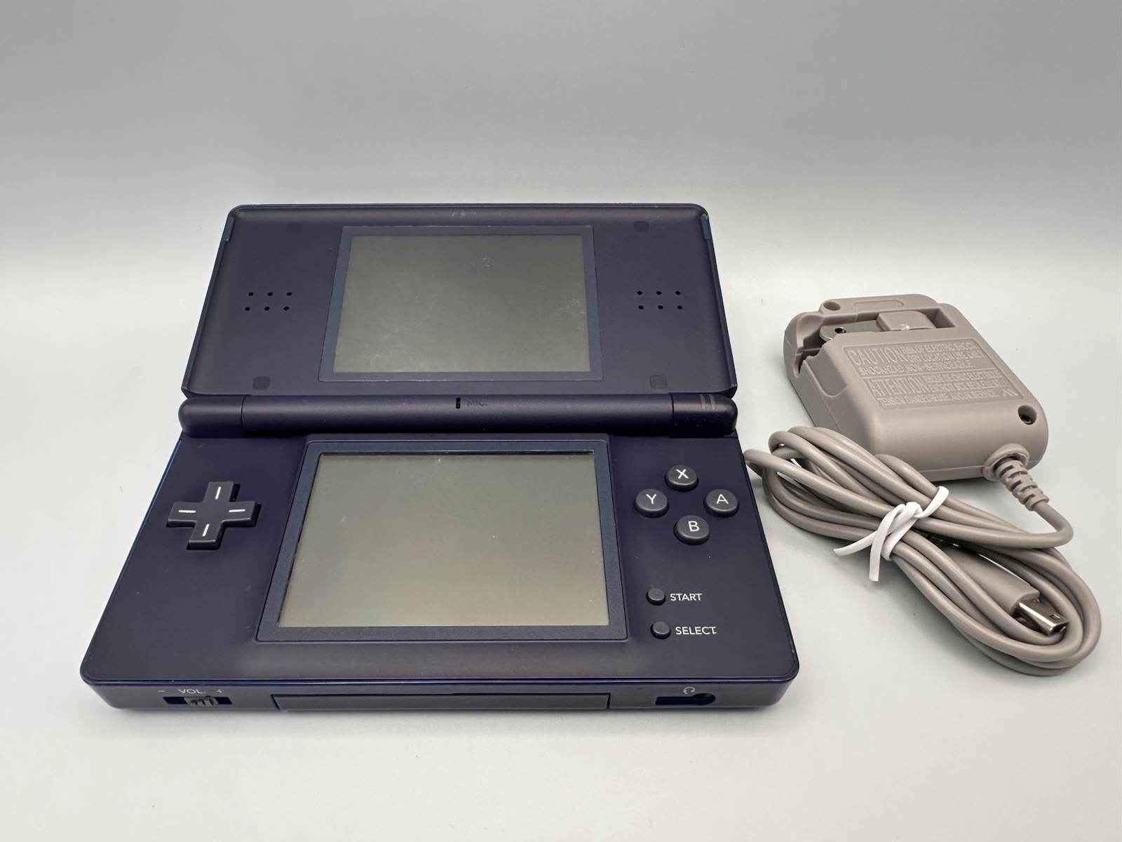 Enamel Navy Nintendo DS Lite Console USG-001 – original slot cover, new charger