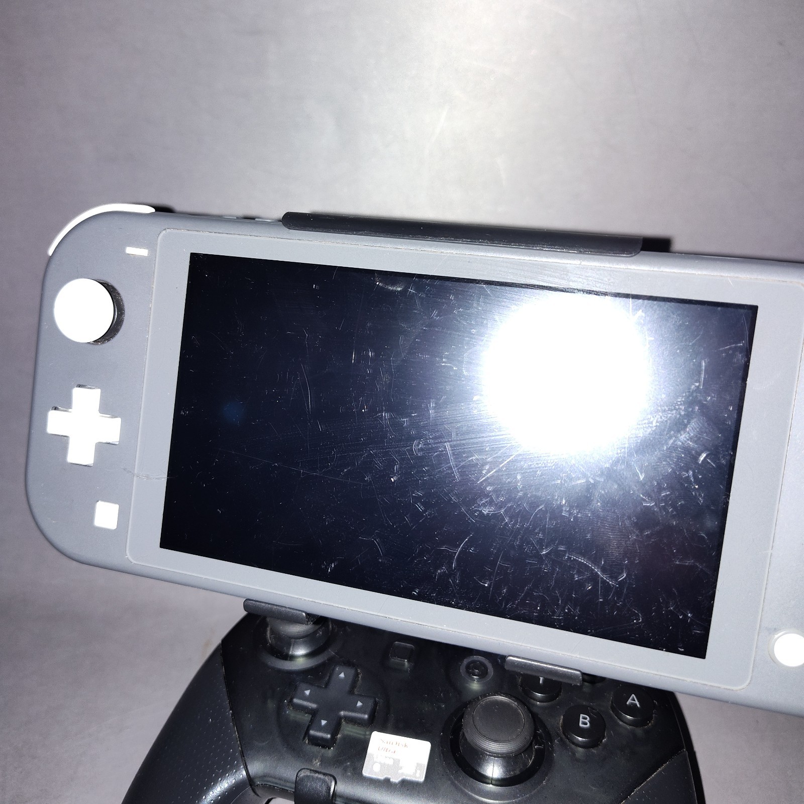 Nintendo Switch Lite Grey Console Bundle 128GB M-Card, Pro Controller, & Holder