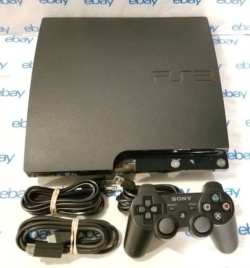 Sony PlayStation 3 PS3 Slim Console With Controller & Cords Tested & Working!