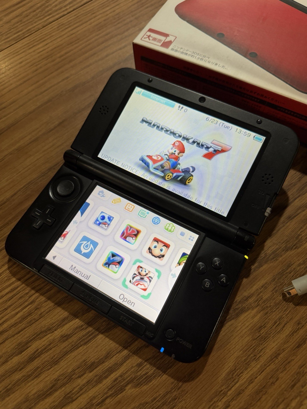 3DS LL Red Black Console in Box Nintendo English, Region Free, 32GB, Games *3D*