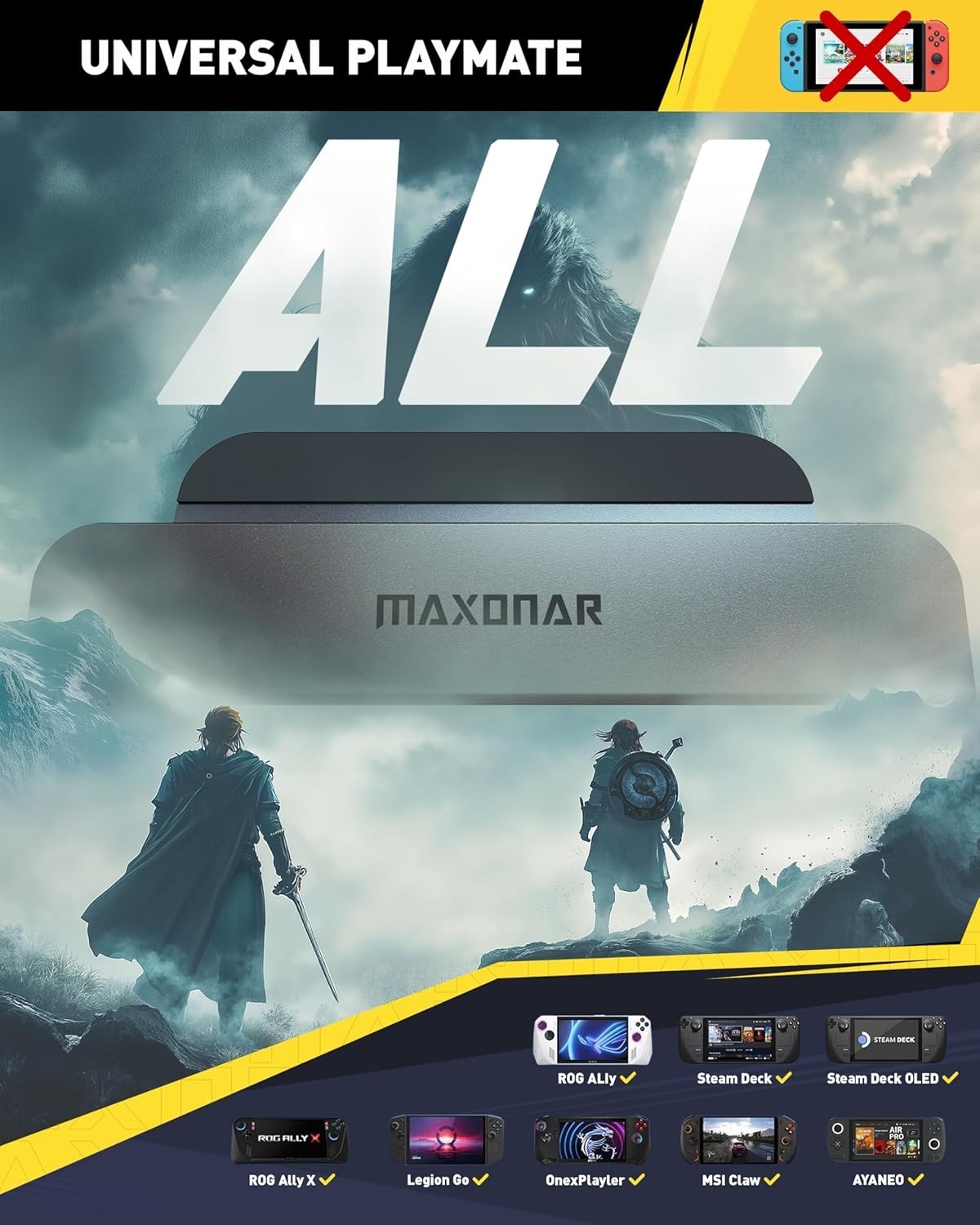 6-in-1 4K@120Hz Gaming Dock for ROG Ally, Steam Deck & Legion Go with 100W Power