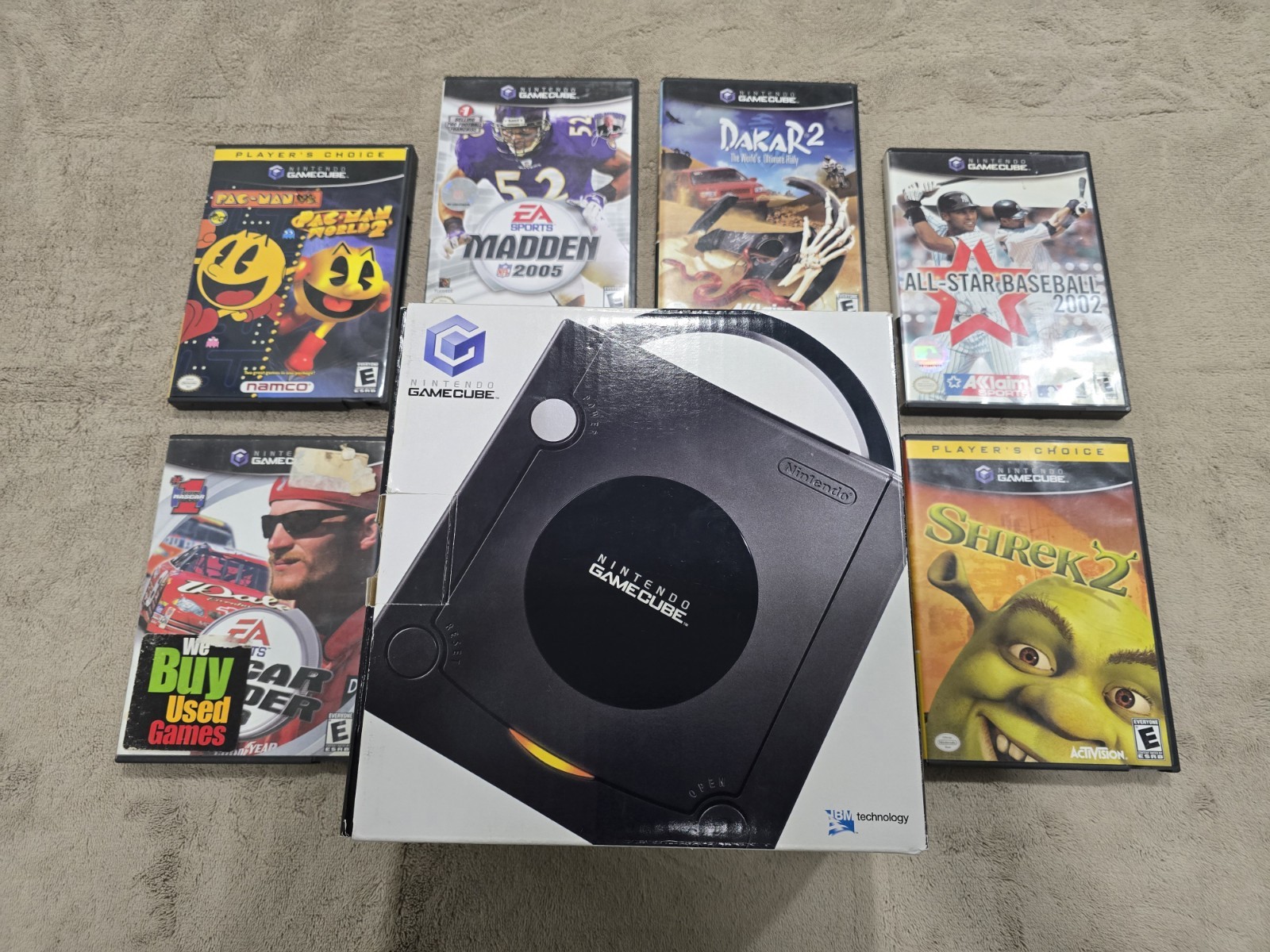 Nintendo Gamecube DOL-001 Black in a Box, Tested & Working, Included 7 Games