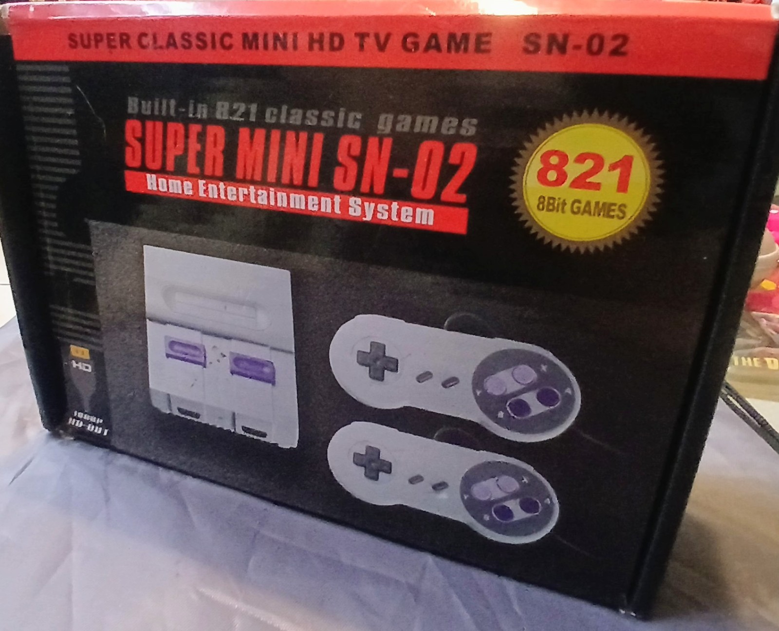 Super Classic Mini SN-02 HD TV Game Console 821 Games 2 Controllers