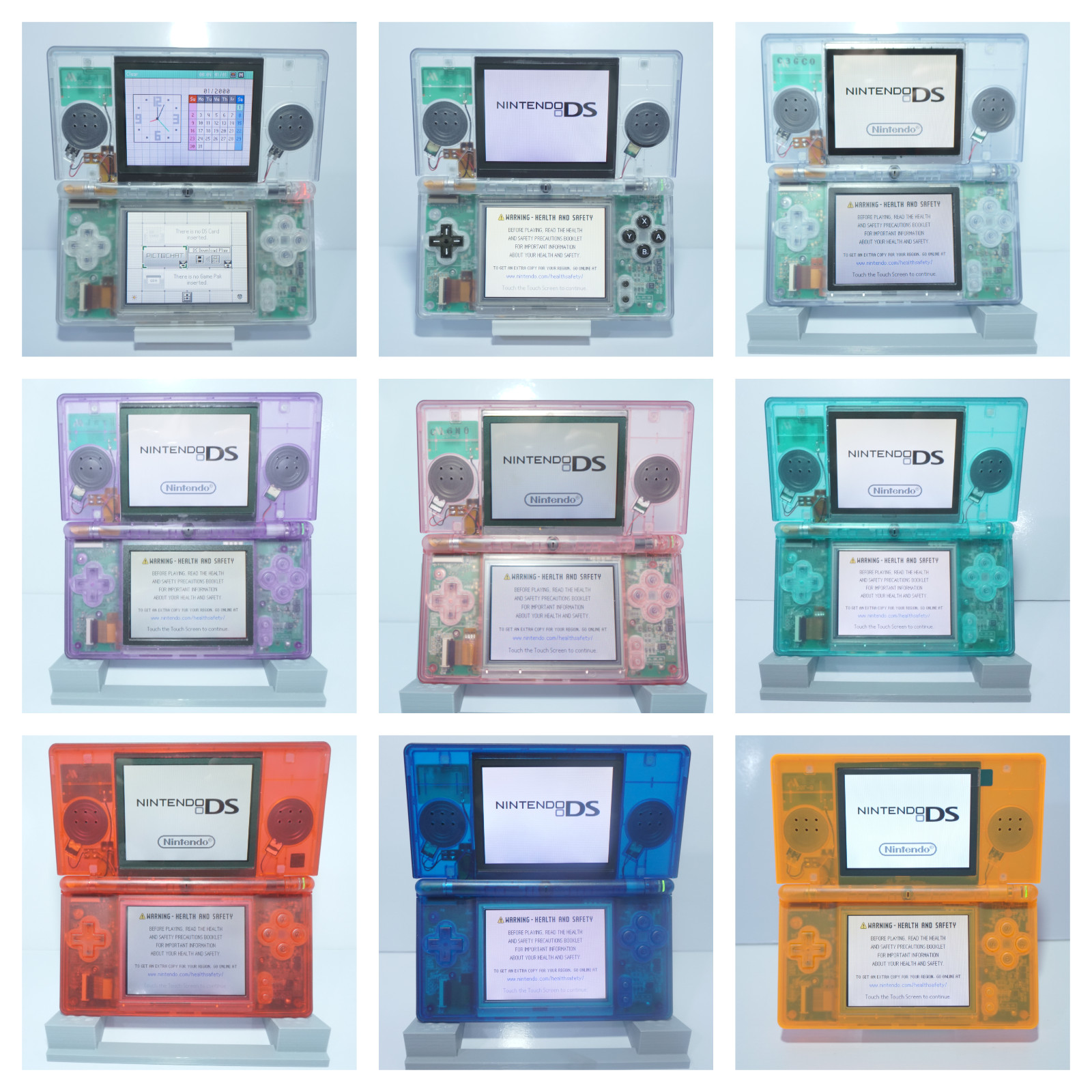 Nintendo DS Lite Videogame Console Various Colors Reshelled with Charger