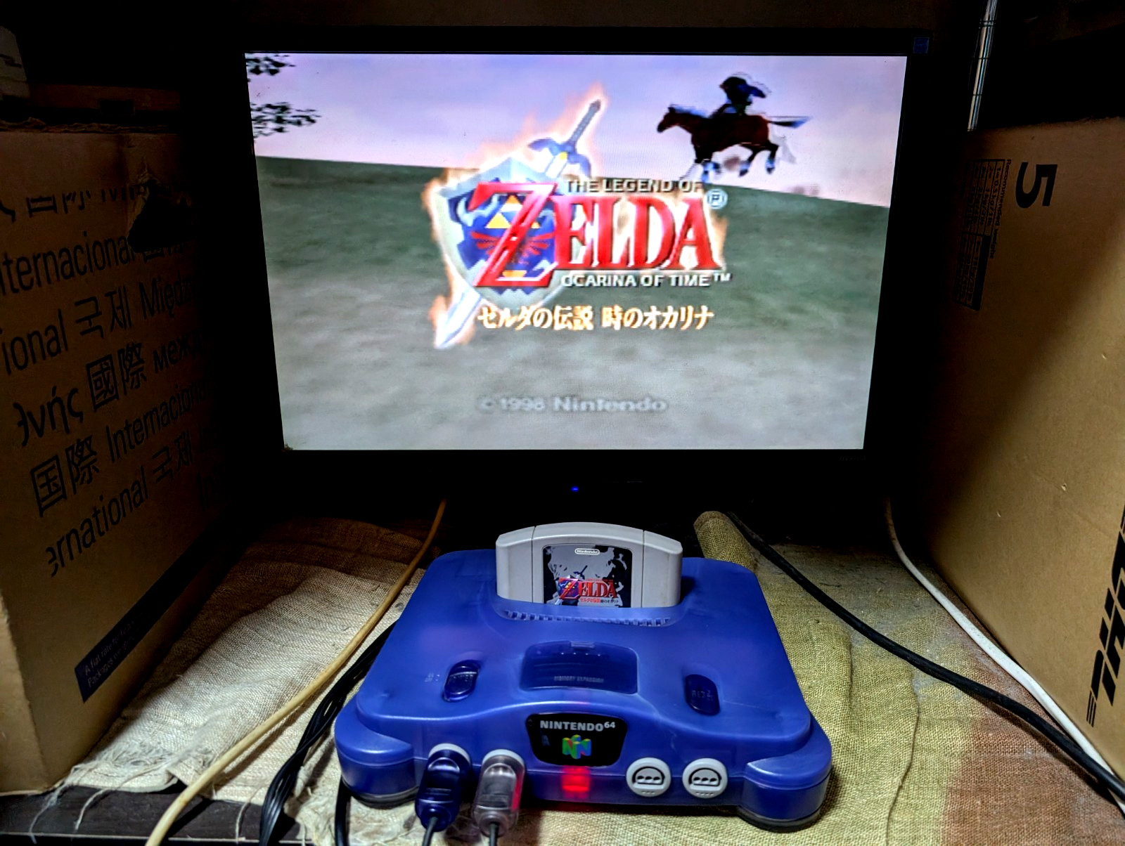 Nintendo 64 Region Free Console Midnight Blue 2controllers japan