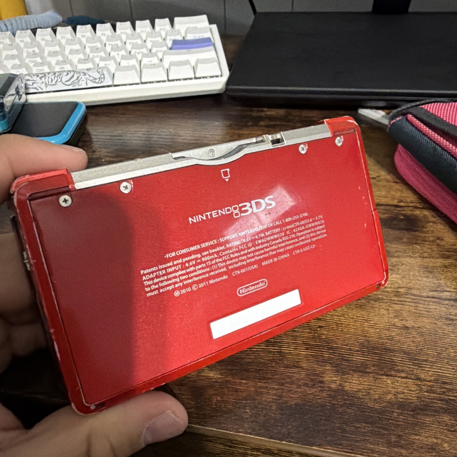 Nintendo 3DS Red Handheld Console with Case